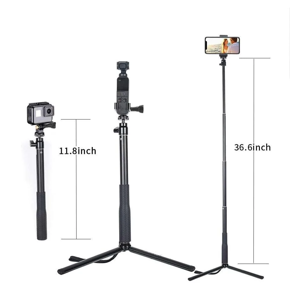 Smatree Selfie Stick Compatible with DJI OSMO Pocket 4/3/2/OSMO Pocket/G*Pro 13/12/11/10/9/8/7/6/5/4/3+/3 / SJCAM/AKASO/Xiaomi Yi and Cell Phone - Image 4