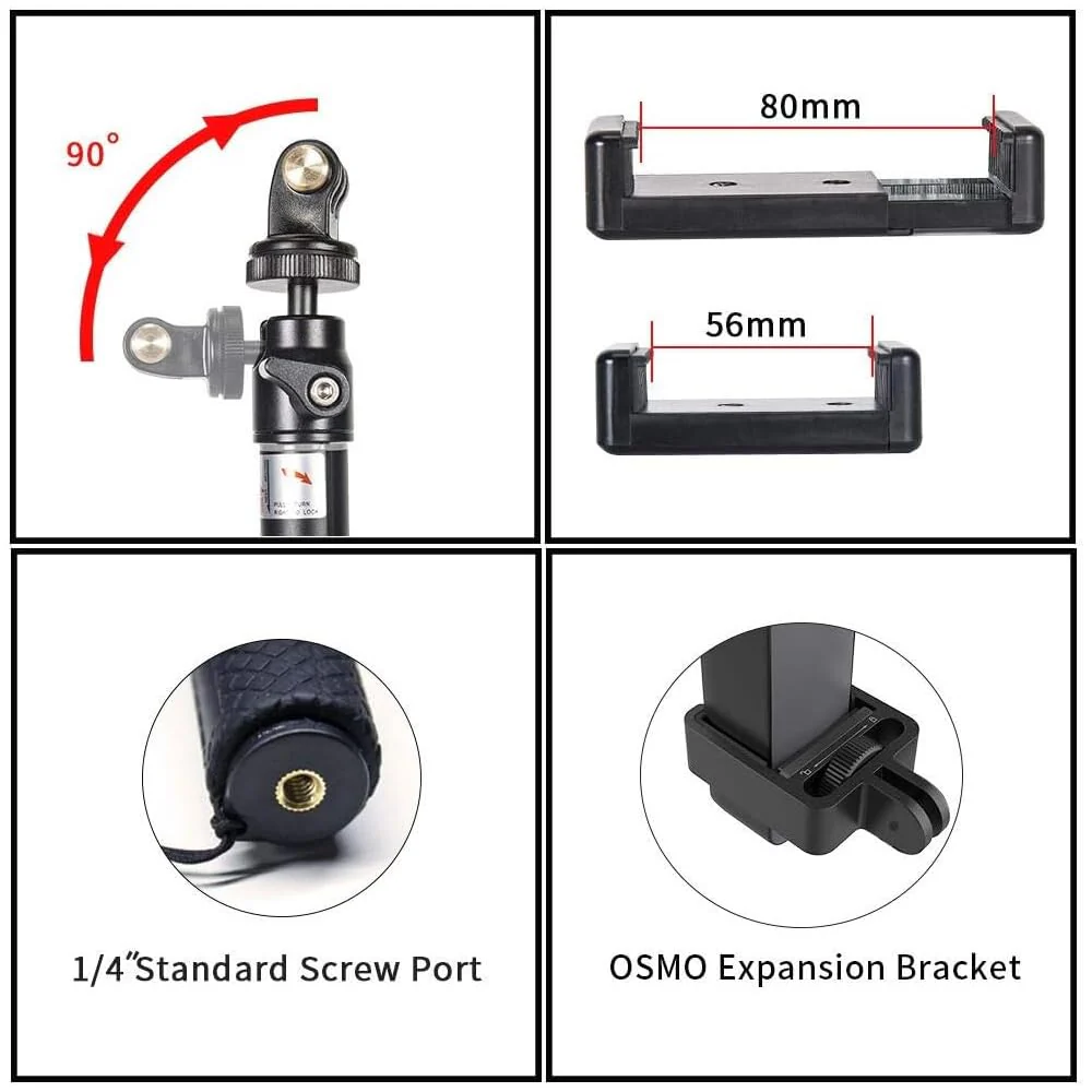 Smatree Selfie Stick Compatible with DJI OSMO Pocket 4/3/2/OSMO Pocket/G*Pro 13/12/11/10/9/8/7/6/5/4/3+/3 / SJCAM/AKASO/Xiaomi Yi and Cell Phone - Image 5