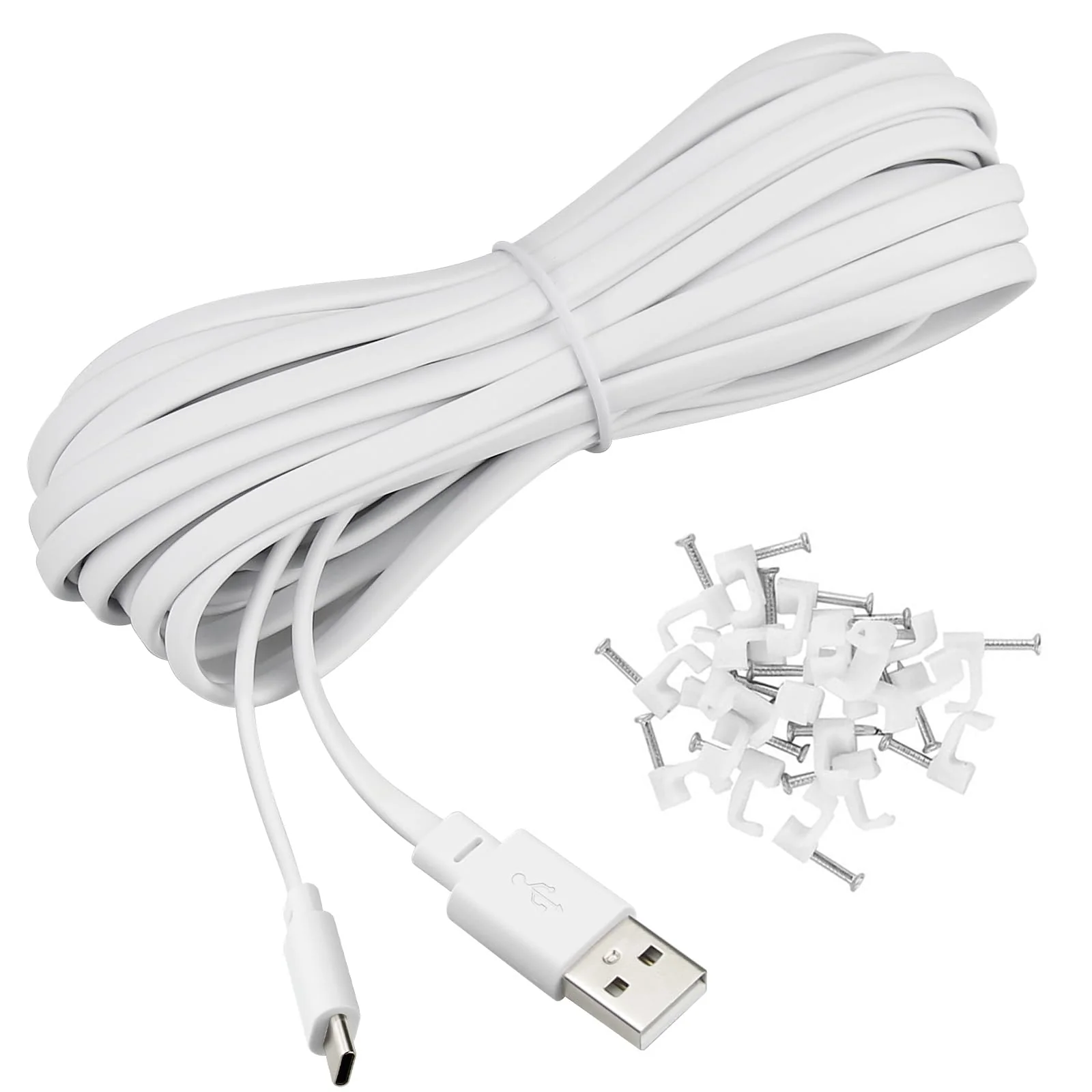 Smays 30 ft Extension Cable for Ring Pan-Tilt Indoor Cam (2024 Release), Long Flat USB C Power Cord White 1 - Image 5