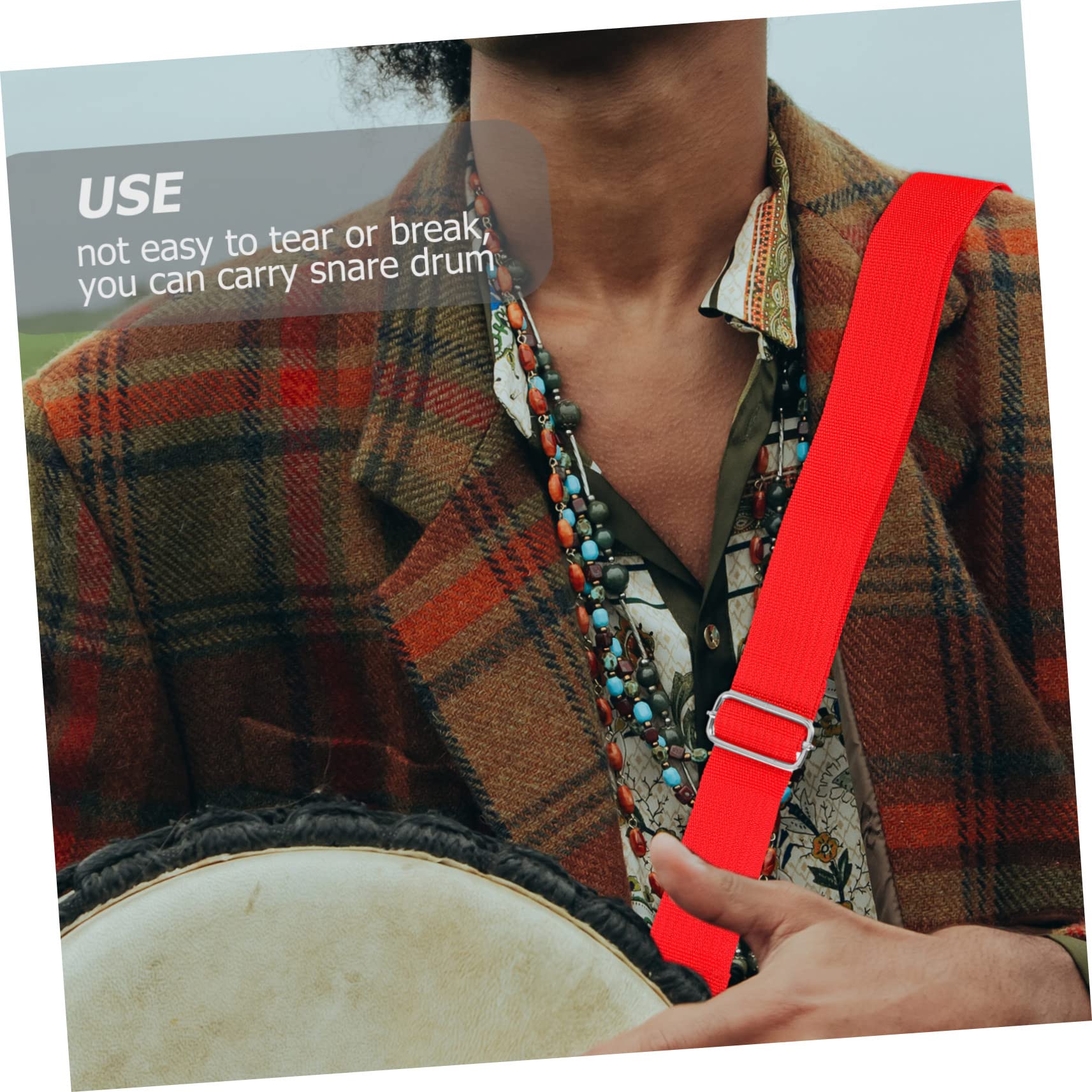 Snare Drum Strap Nylon Drum Strap Snare Shoulder Band Drum Waist Belt Drum Shoulder Sling Drum Cross Sling Toddler Suspenders Percussion Drum Belt Polyester Adjustable Metal Clip - Image 3