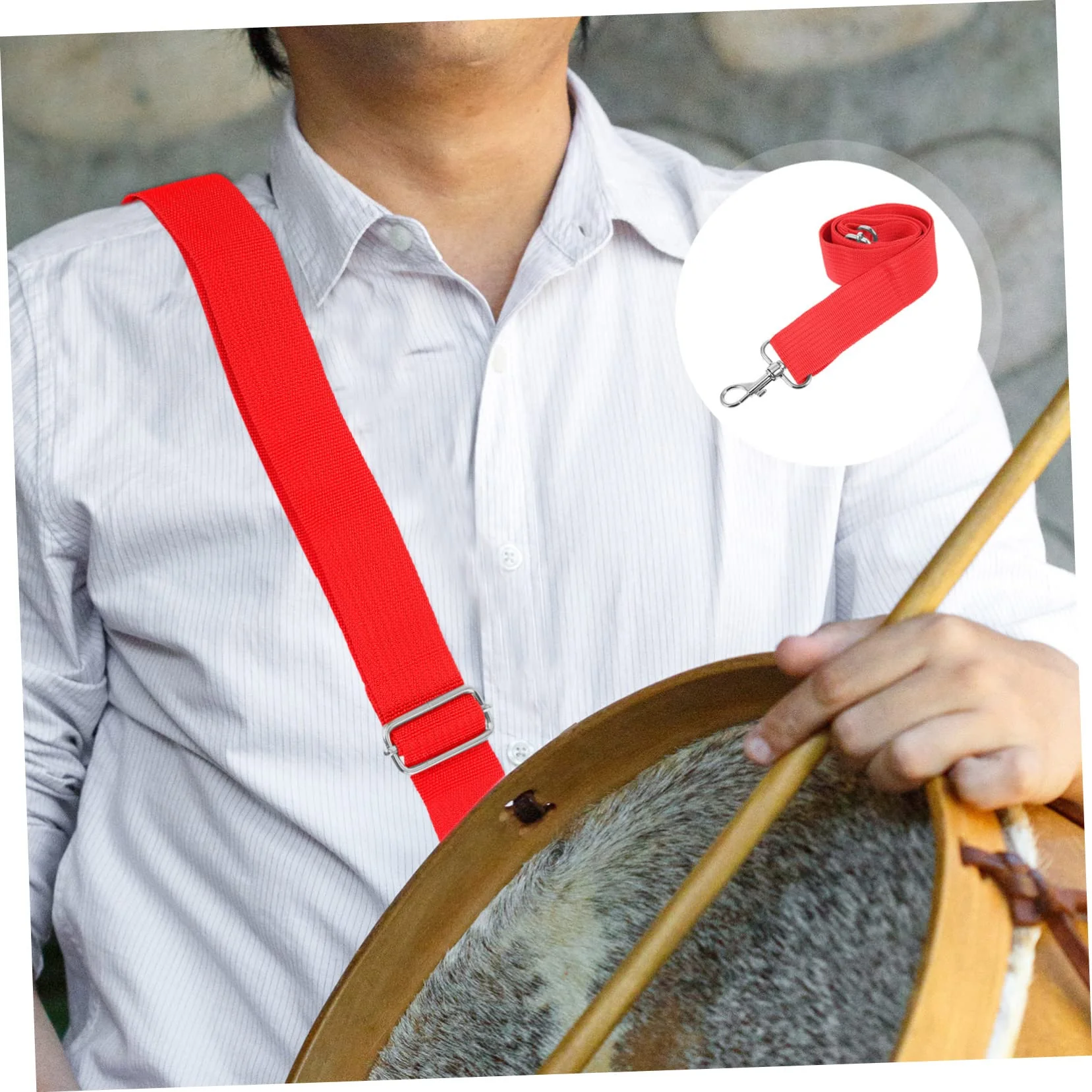 Snare Drum Strap Nylon Drum Strap Snare Shoulder Band Drum Waist Belt Drum Shoulder Sling Drum Cross Sling Toddler Suspenders Percussion Drum Belt Polyester Adjustable Metal Clip - Image 4
