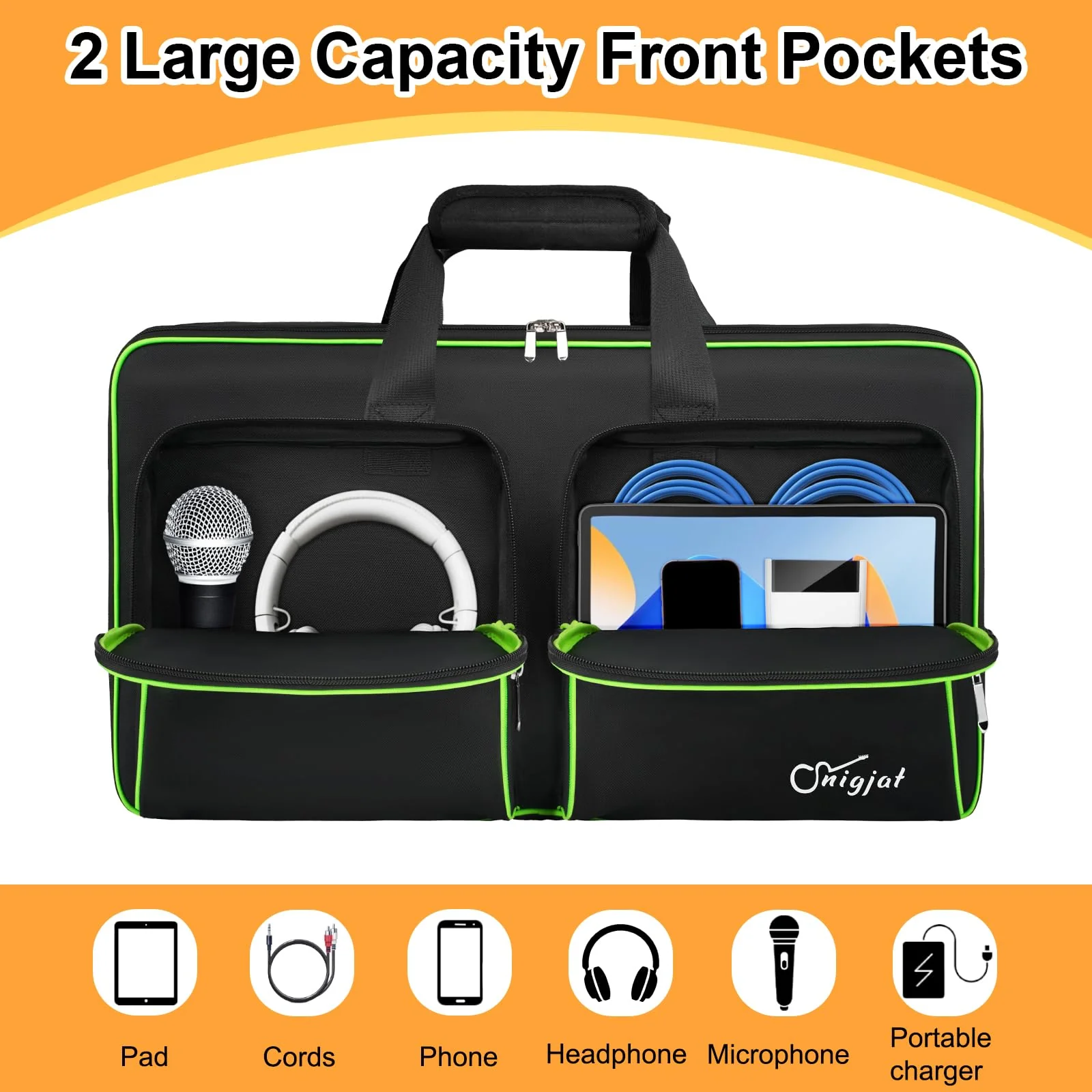 SNIGJAT DJ Controller Case for DDJ FLX4 / DDJ 400 / DDJ REV1, Padded DJ Controller Bag with 2 Pockets for Cables, Accessories, DJ Carrying Case with Adjustable Shoulder Strap for DJ Equipment Medium - Image 5