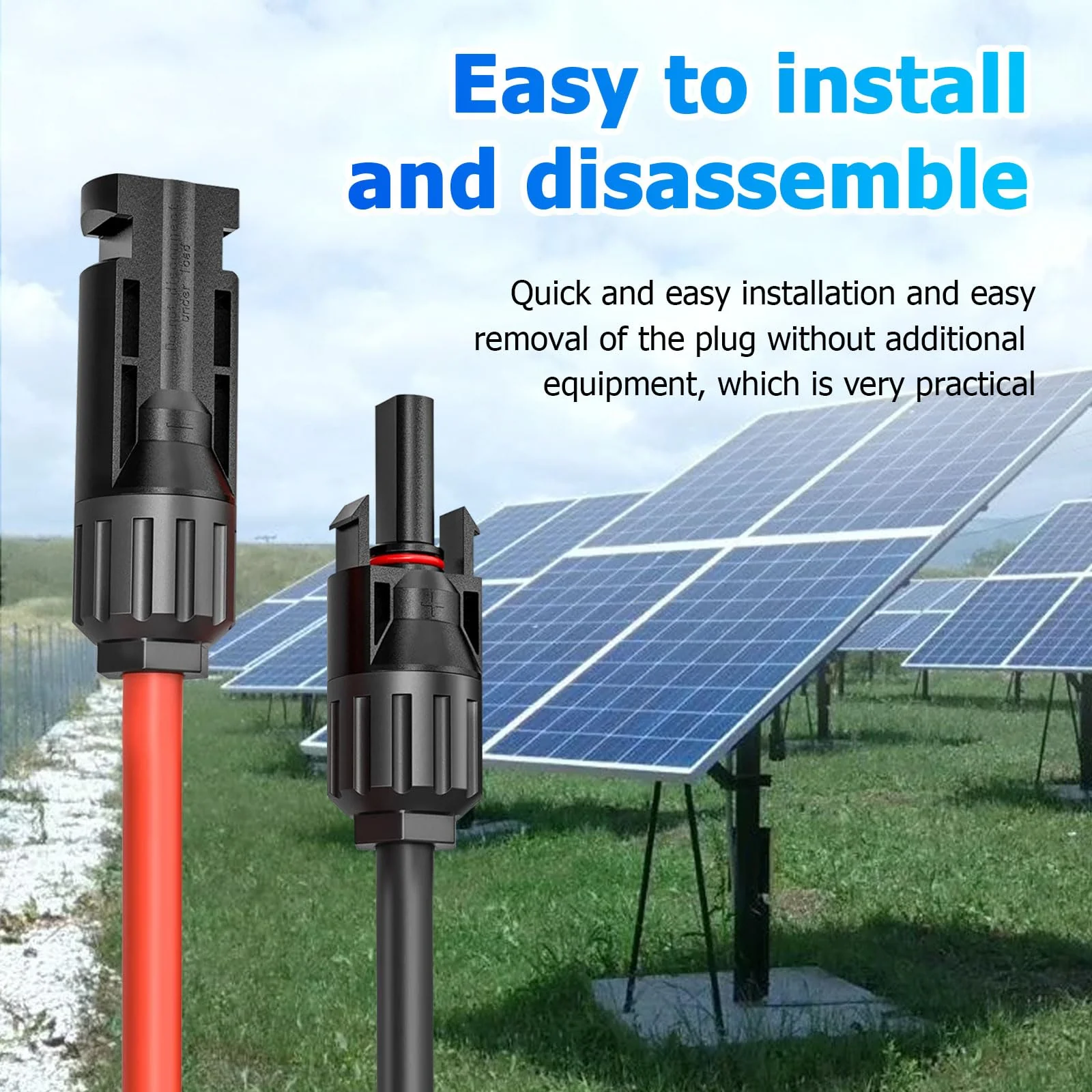 Solar Cable Extension, 4 mm² 1/2/3/5/10 m Solar Cable Extension, Photovoltaic Solar Cable, Connection Cable, Solar Plug, IP67 Waterproof Plug (4 mm²/5 m) 4 mm²/5 m - Image 3