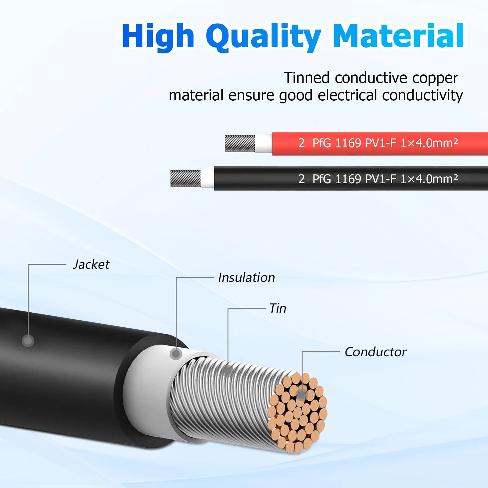 Solar Cable Extension, 4 mm² 1/2/3/5/10 m Solar Cable Extension, Photovoltaic Solar Cable, Connection Cable, Solar Plug, IP67 Waterproof Plug (4 mm²/5 m) 4 mm²/5 m - Image 4