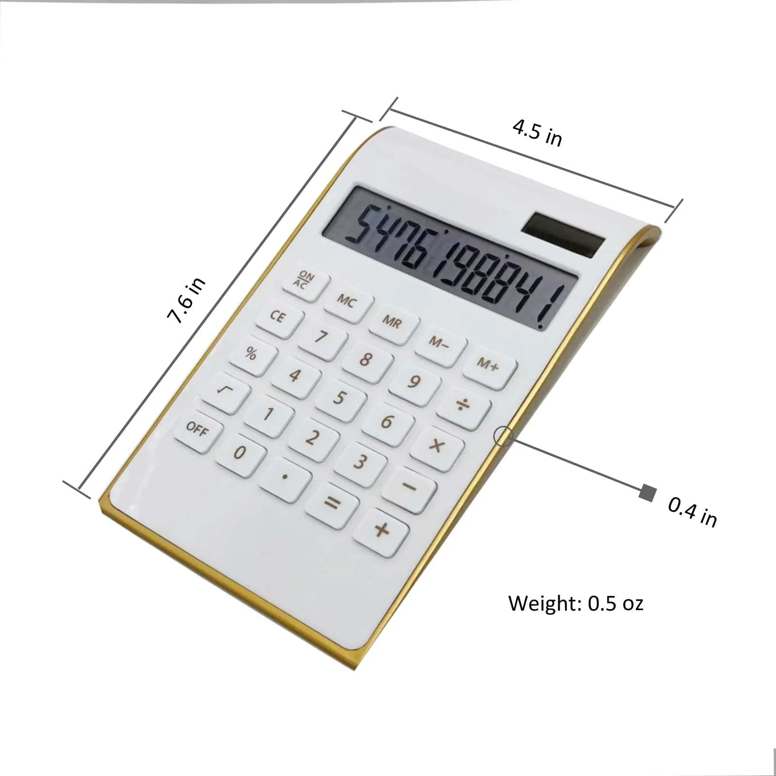 Solar Gold Calculator Standard Function Desktop Calculator LCD 10-Digit Desktop Calculator for Office, Home White - Image 2