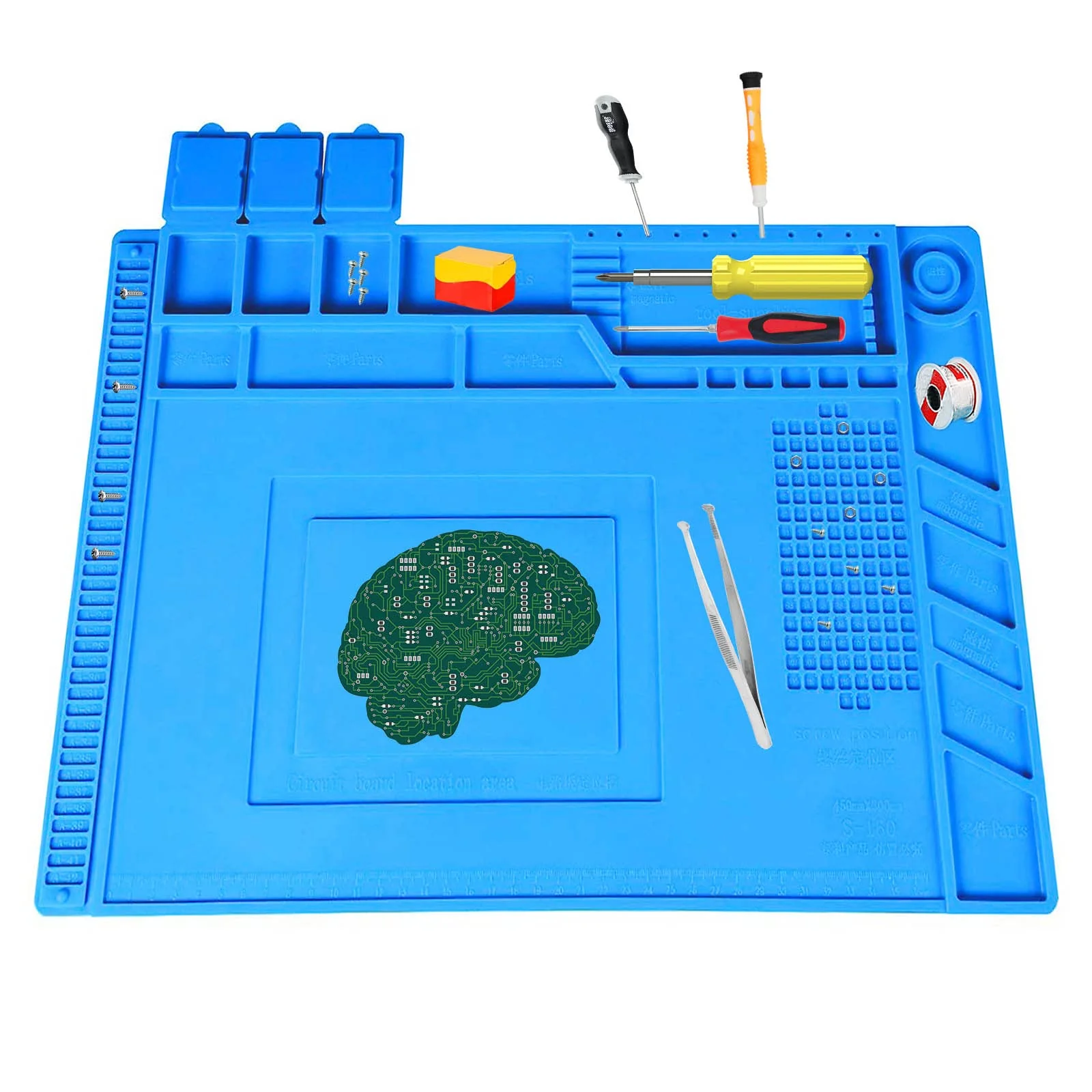 Soldering Mat, 45 x 30 cm Antistatic Repair Mat, Soldering Work Mat with Scale and Screw Position for Soldering, Soldering, Repairing Electronic Components, Circuit Boards 45×30cm