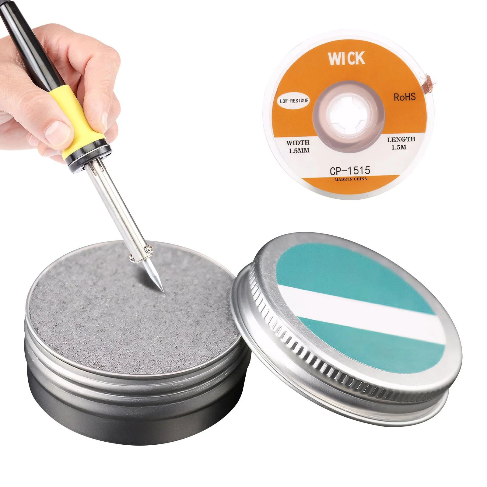 Soldering Tip Cleaner Set, Soldering Tips Reactivator with Desoldering Wire, Tip Activator for Reactivating Oxidised Soldering Tips, Cleaning Tips Cleaner, Soldering Iron Accessories, Gently Removes
