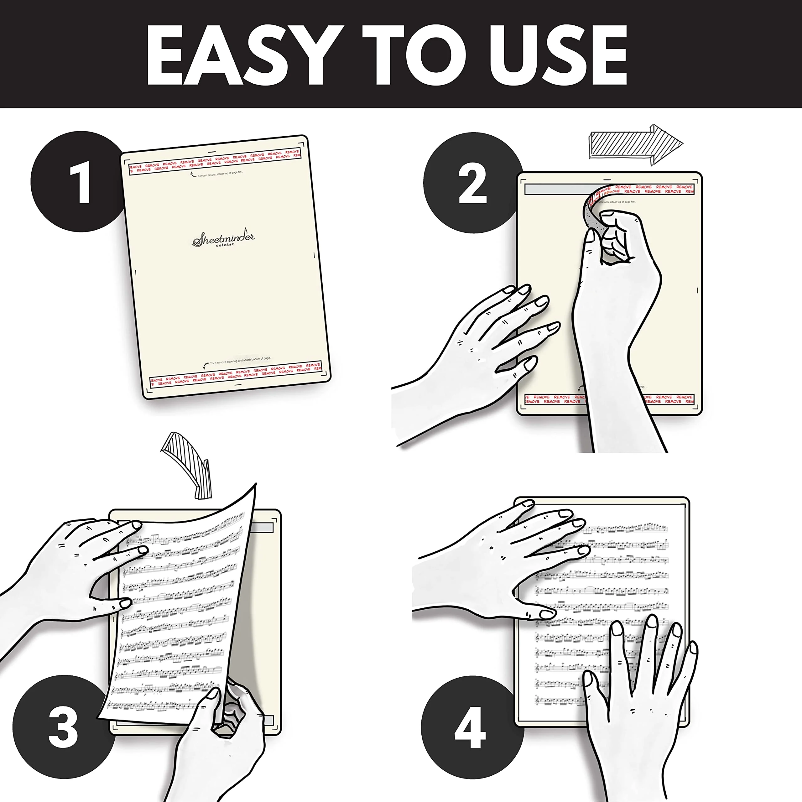 Soloist (5-Pack) - Printed Sheet Music Organizer/No Page Turning, Windproof on Music Stand, No Plastic Sleeves, Easily Mark Fingering/Perfect for Students, Teachers, Bands, Performers 5-pack - Image 8