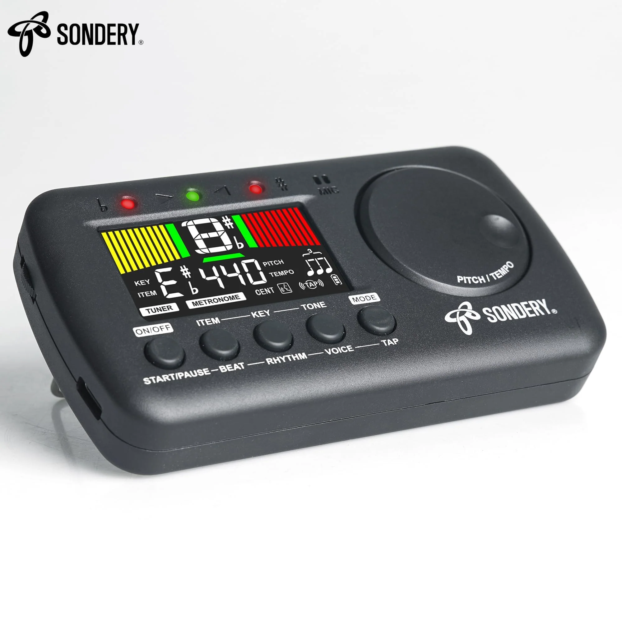 Sondery Digital Metronome Tuner 3 in 1, English Vocal Counting Metronome with Tap Tempo Chromatic Tuner Tone Generator Rechargeable Suitable for All Instruments - Image 7