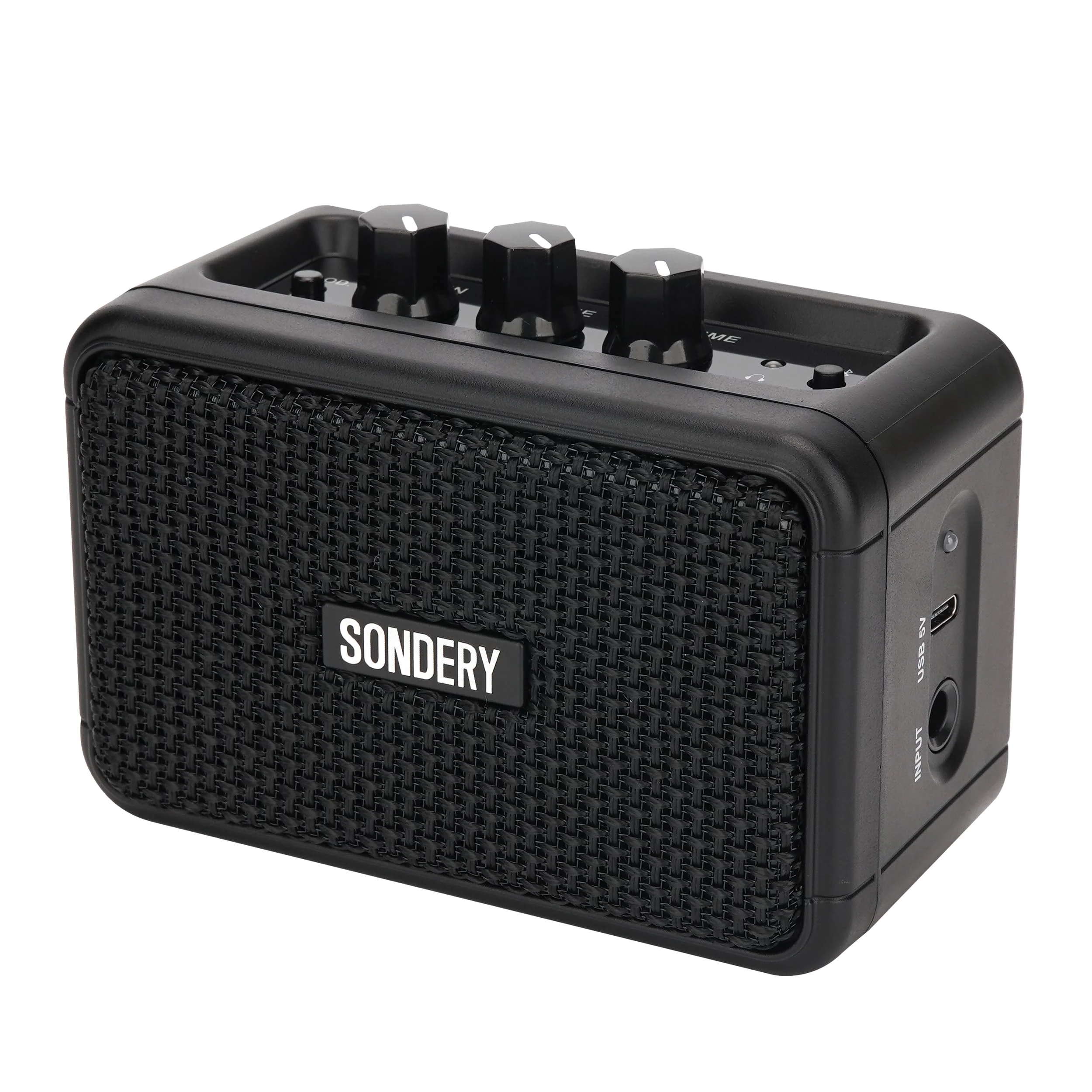 Sondery Mini Guitar Amp for Electric Guitars 5W Two Speakers Rechargeable Portable Pratice Small Amplifier with Overdrive/Clean Effects and Bluetooth Black