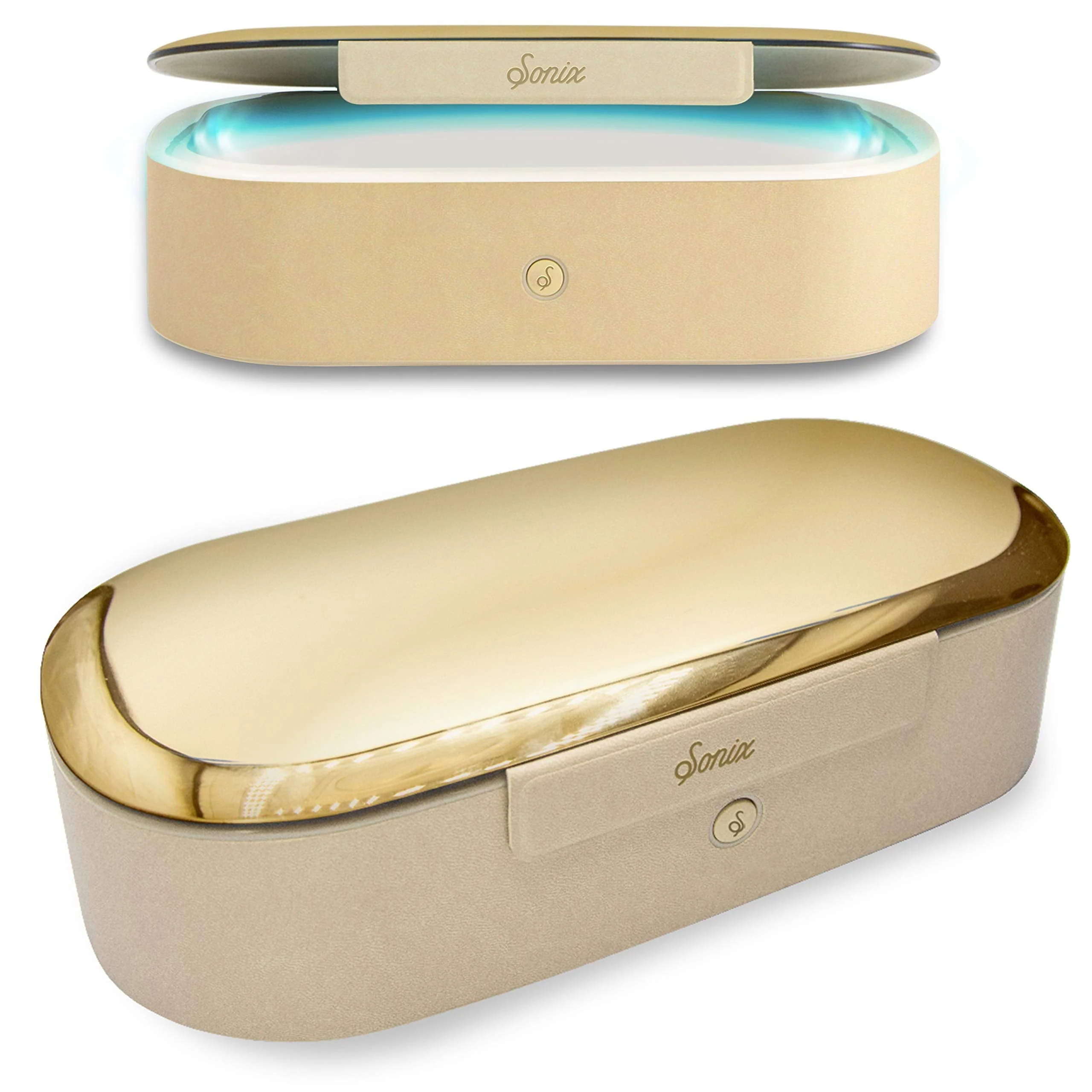 Sonix Beyond UV+O3 Sanitizer Box and Universal Charger UV and Ozone Disinfector for Phone, Mask, Makeup Brush, Nail Tool (Gold) Gold