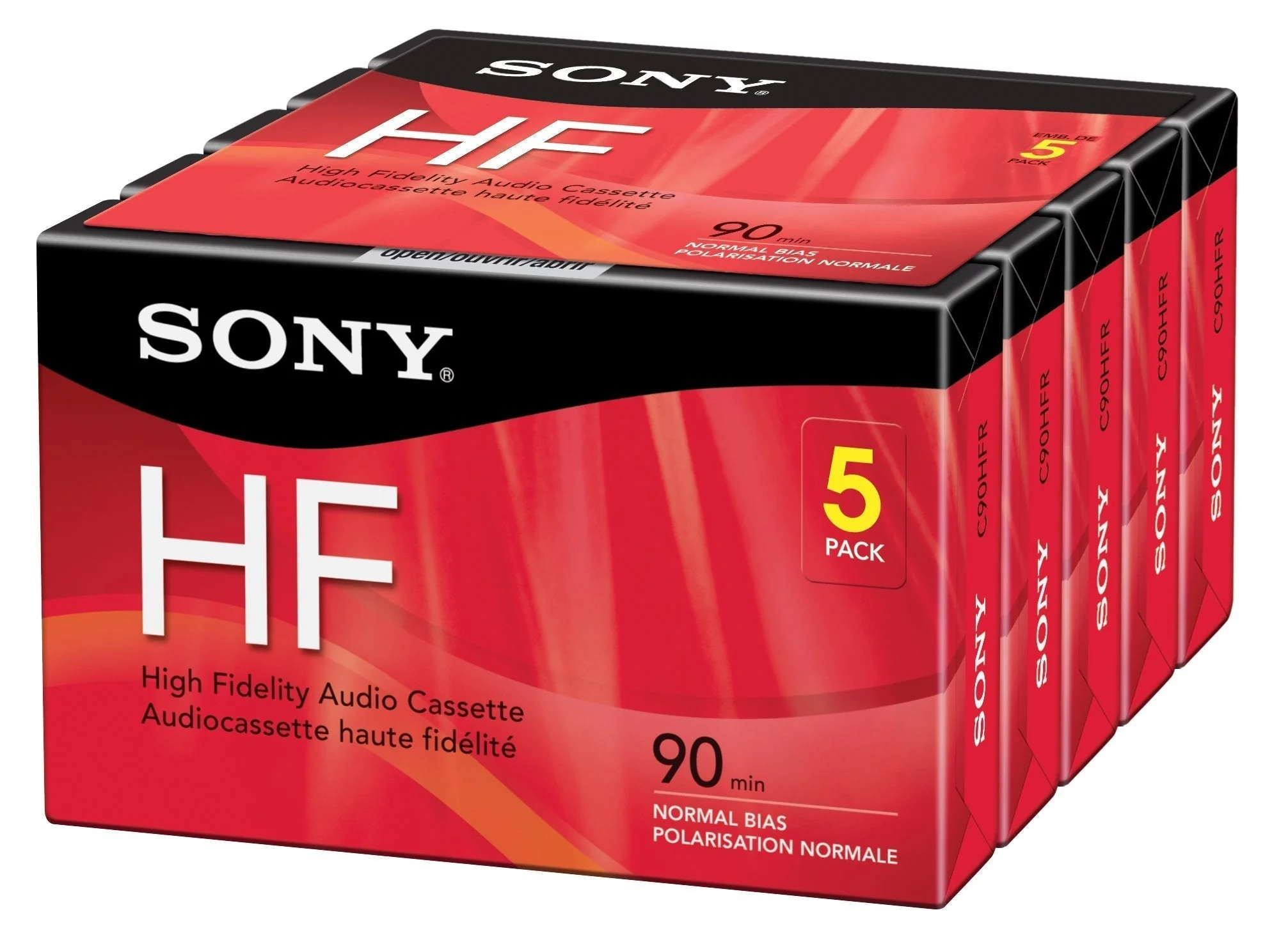 Sony 5C90HFR 90-Minute HF Cassette Recorders 5-Brick