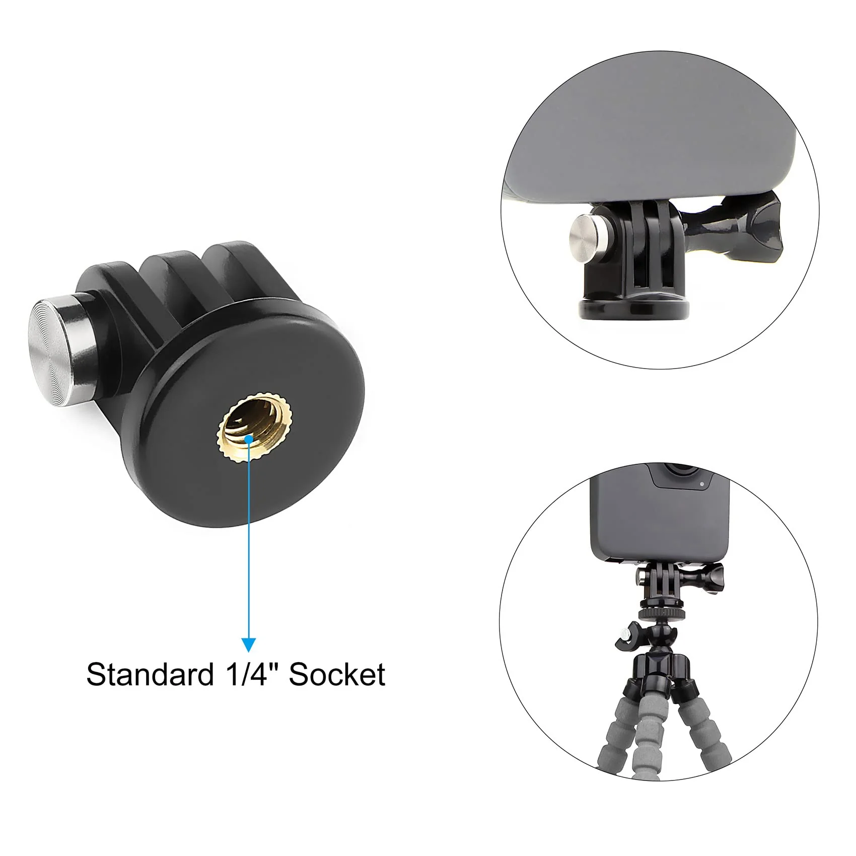 SOONSUN 3PCS Mini Round Tripod Adapter Mount for Gopro Hero 12, 11, 10, 9, 8, 7, 6, 5, 4, 3, 3+, Hero Session, GoPro Max, Mini, Fusion, AKASO, SJCAM, DJI Osmo Action Cameras - Image 2