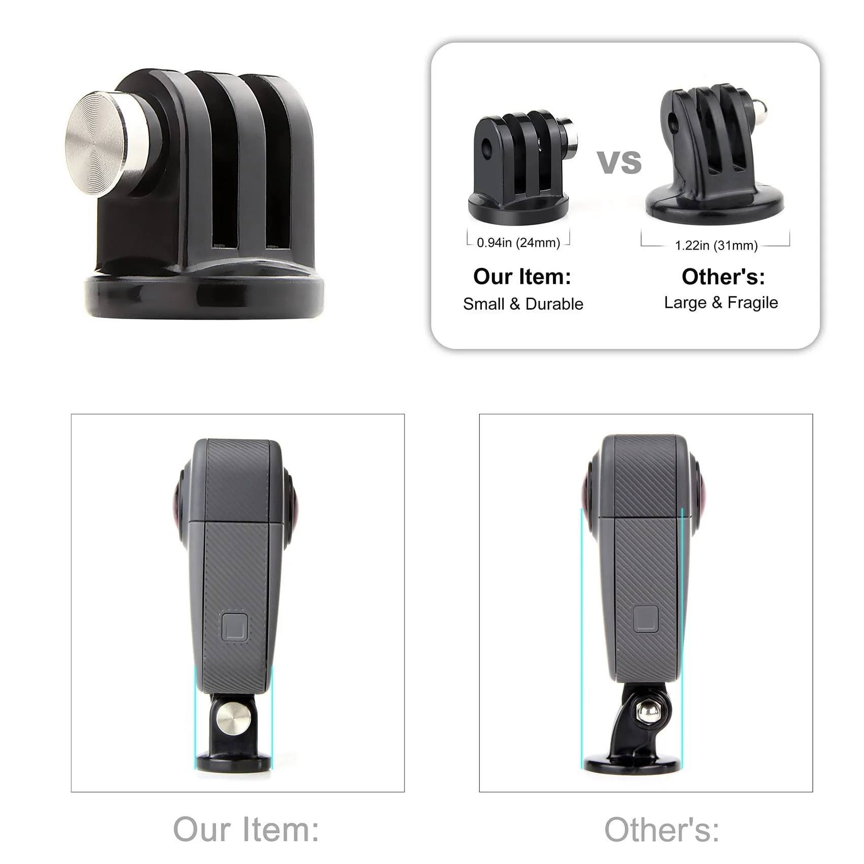 SOONSUN 3PCS Mini Round Tripod Adapter Mount for Gopro Hero 12, 11, 10, 9, 8, 7, 6, 5, 4, 3, 3+, Hero Session, GoPro Max, Mini, Fusion, AKASO, SJCAM, DJI Osmo Action Cameras - Image 4