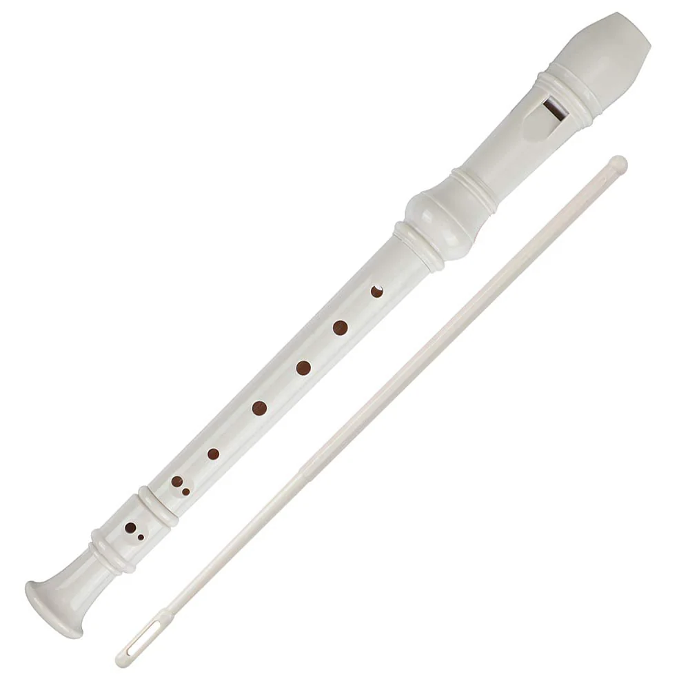 Soprano Recorder Descant Flauta Recorder 8 Hole ABS Clarinet German Style Treble flute C Key for Kids Children With Fingering Chart Instructions with Cleaning Rod Bag white