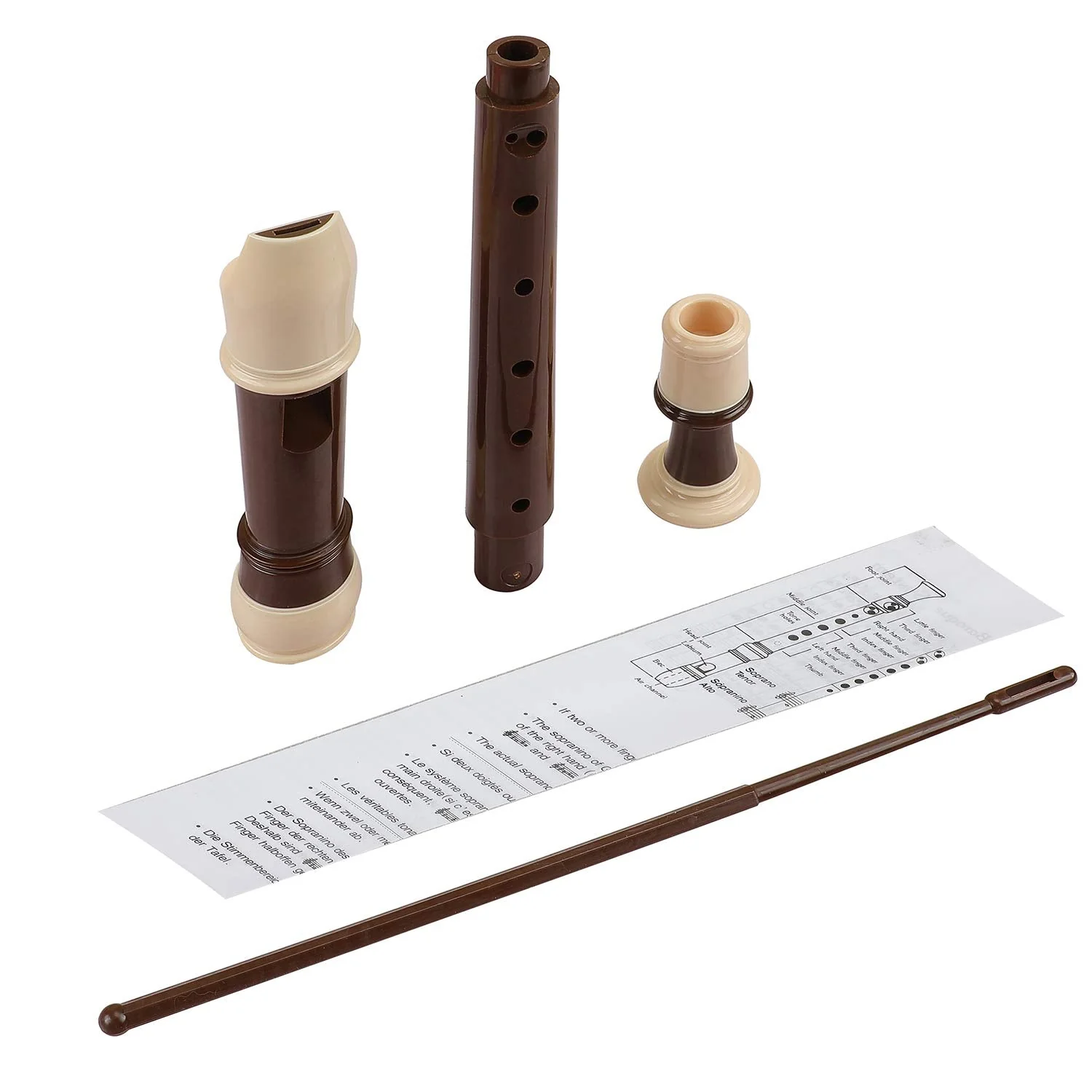 Soprano Recorder Descant Flauta Recorder 8 Hole ABS Clarinet German Style Treble flute C Key With Fingering Chart Instructions with Cleaning Rod Bag (baroque) baroque - Image 2