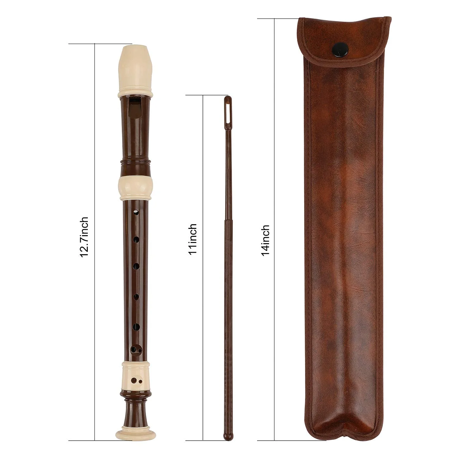 Soprano Recorder Descant Flauta Recorder 8 Hole ABS Clarinet German Style Treble flute C Key With Fingering Chart Instructions with Cleaning Rod Bag (baroque) baroque - Image 3