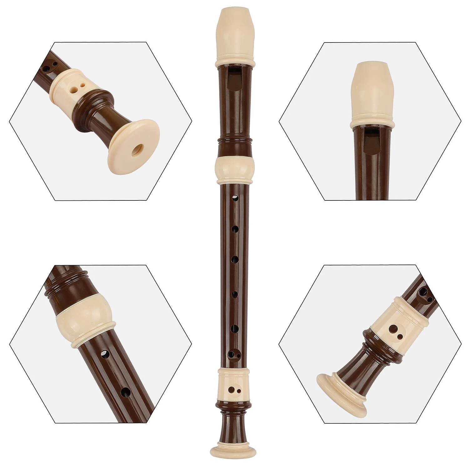 Soprano Recorder Descant Flauta Recorder 8 Hole ABS Clarinet German Style Treble flute C Key With Fingering Chart Instructions with Cleaning Rod Bag (baroque) baroque - Image 5