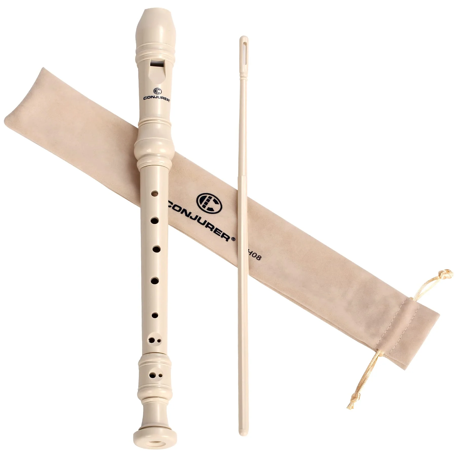 Soprano Recorder Instrument for Kids&Student - German Fingering 8 Hole Flute ABS Descant Recorders for Beginners with Cleaning Rod and Bag, Beige 8 hole German-style Beige (ABS)