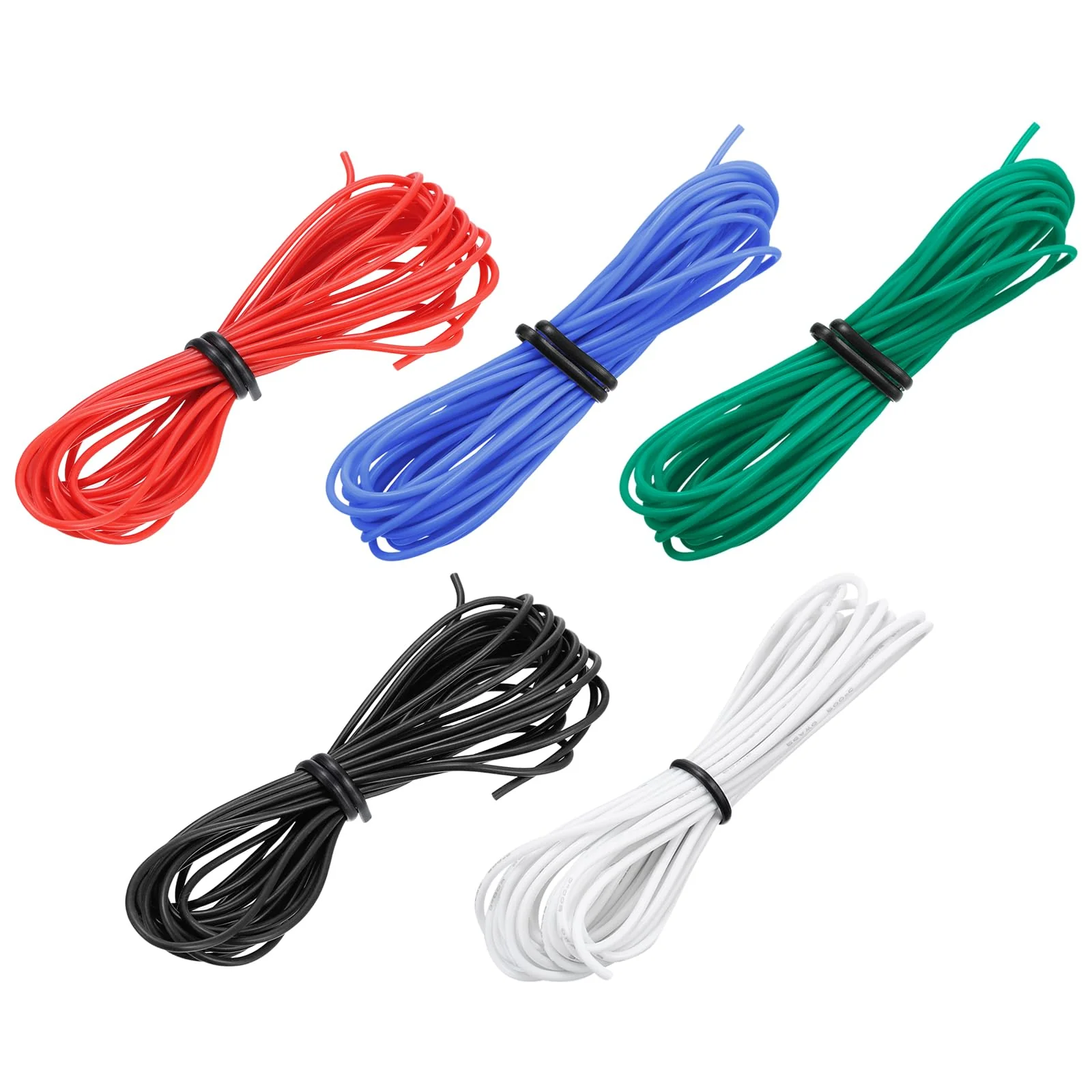 sourcing map 28AWG Electrical Wire Cable 1.5 Metre Stranded Wire Silicone Tinned Copper Wire Coil 0.08 mm² Solid Electronic Wire for DIY RC Model Lamps Household Appliances, 5 Colours 28AWG, 1.5m