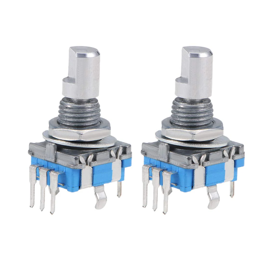 sourcing map 360 Degree Rotary Encoder Code Switch Digital EC11 7 Pins 15 mm D-Shaft Pack of 2