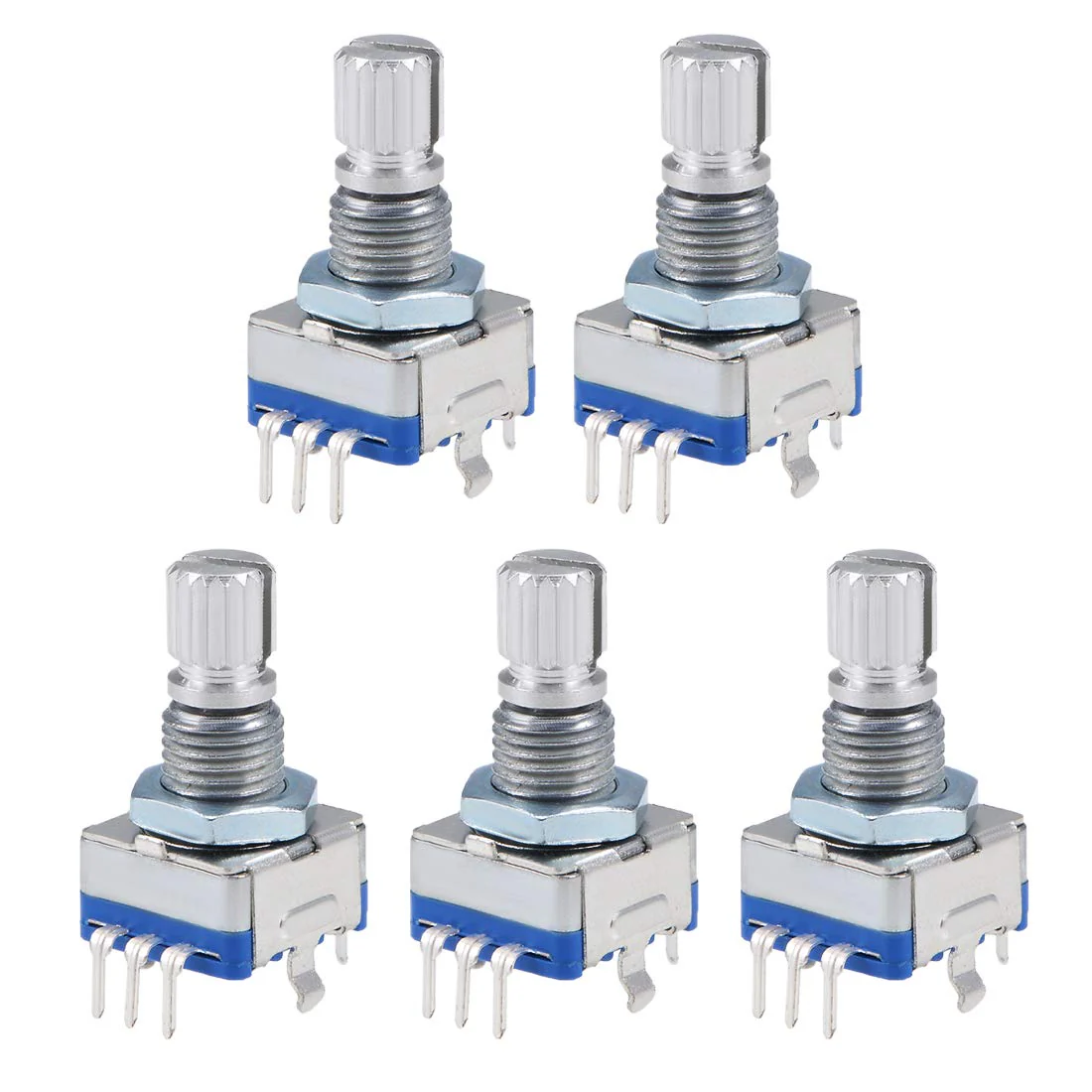 sourcing map 360 Degree Rotary Encoder, Code Switch, Potentiometer, EC11, 7 Pins, 15 mm Shank, Pack of 5