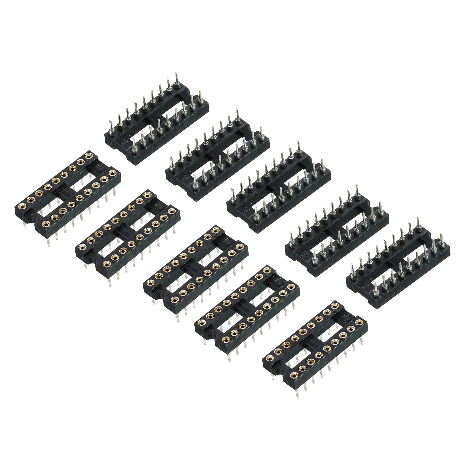 sourcing map DIP IC Chip Socket Adapter Flat Pin 18P 2.54mm Pitch IC Socket for PCB Board Chip 10 Pack