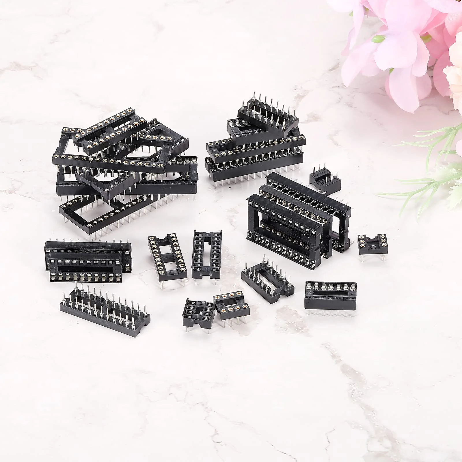 sourcing map DIP IC Chip Socket Adapter Flat Pin 8P 2.54 mm Pitch IC Socket for PCB Board Chip, 6 Pack - Image 7