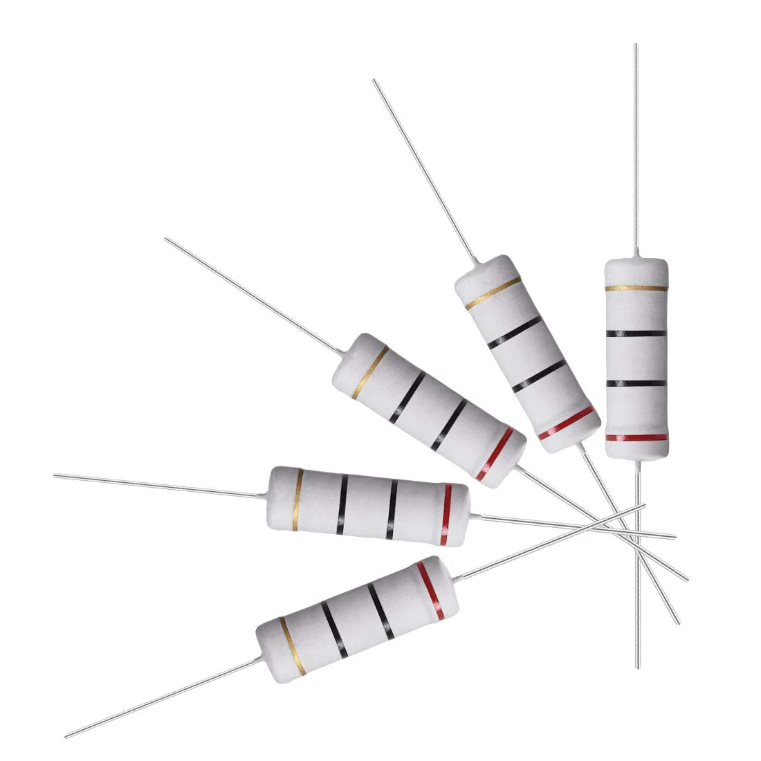 sourcing map Metal Oxide Film Resistor 5 Watt Axial Cable 20 Ohm ± 5% Tolerance Pack of 10