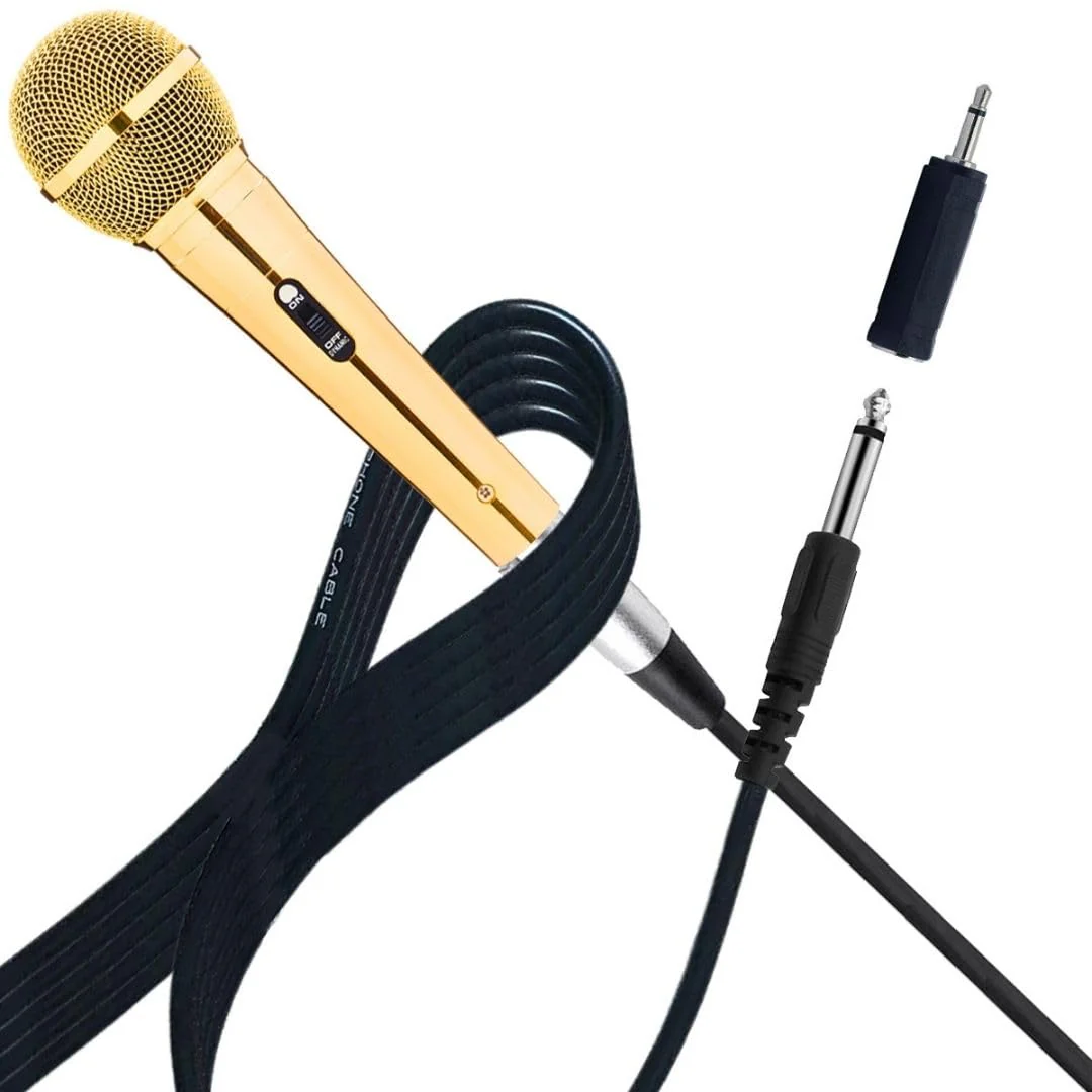 Sparkle Gold Cardioid Dynamic Vocal Wire Microphone with 10FT XLR Cable