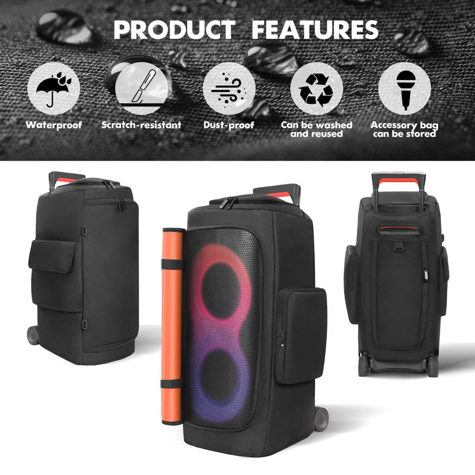 Speaker Case Compatible with JBL PartyBox 320 Portable Speaker, Outdoor Party Travel Dust Cover Protective Case Storage Bag with Window Pockets for JBL PartyBox 310 and Accessories - Image 4