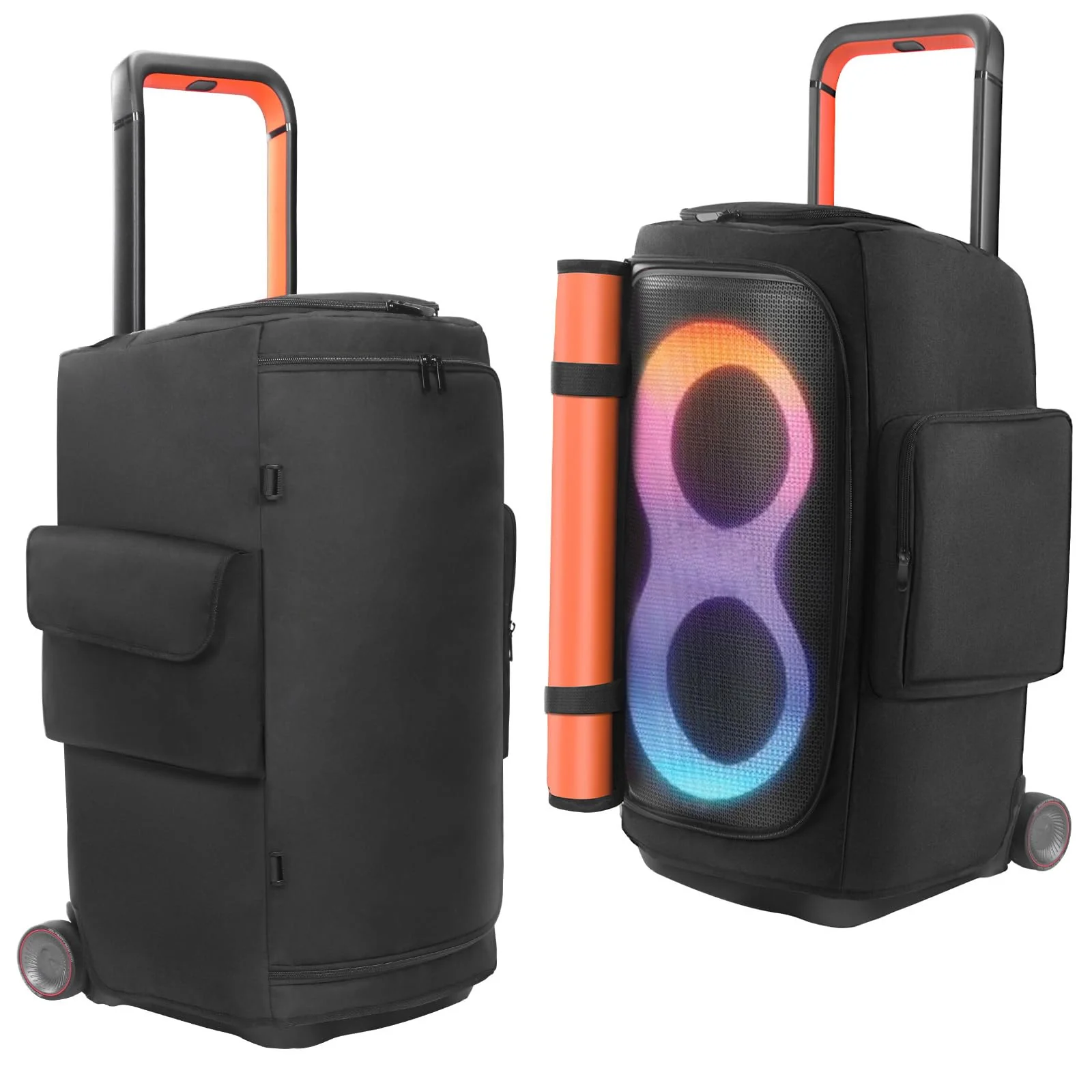 Speaker Case Compatible with JBL PartyBox 520 Portable Speaker, Outdoor Travel Soft Dust Cover Storage Bag with Zipper Window Pockets for Charger, Microphones, Headphones and Accessories