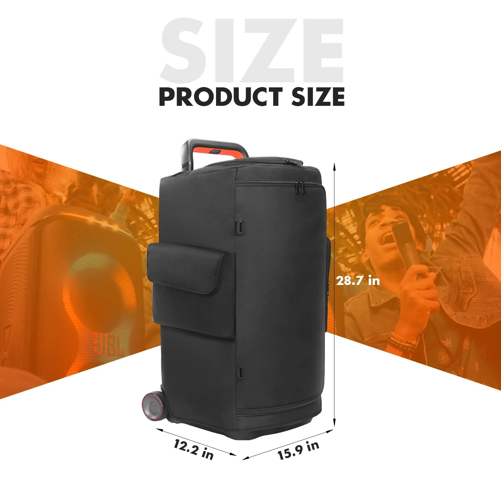 Speaker Case Compatible with JBL PartyBox 520 Portable Speaker, Outdoor Travel Soft Dust Cover Storage Bag with Zipper Window Pockets for Charger, Microphones, Headphones and Accessories - Image 9