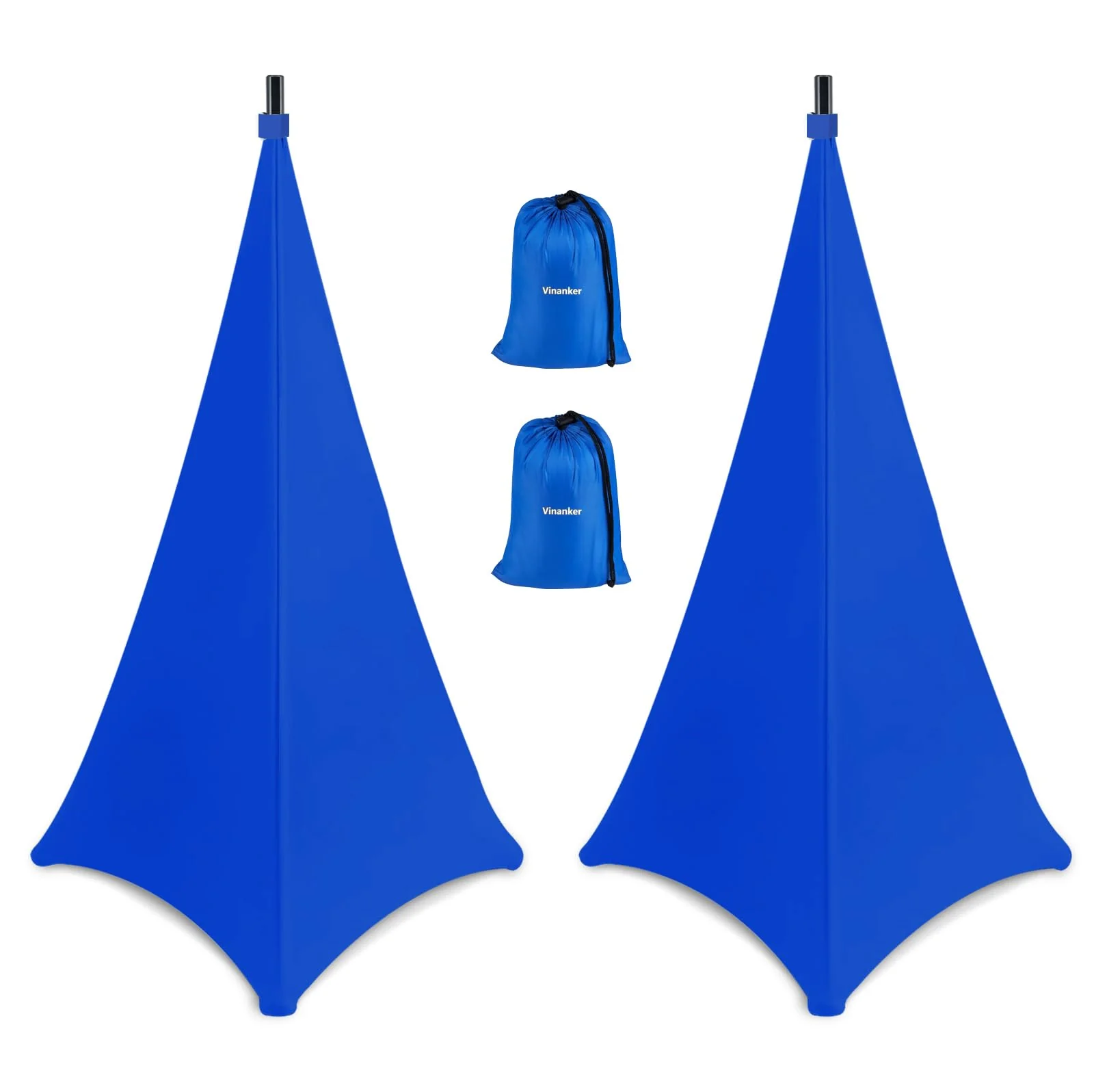 Speaker Stand Cover, Tripod Scrim Cover for Speaker & Lighting Stands, Ideal for Weddings, Banquets & DJ Events (2-Pack, Blue) 2-Pack, Blue
