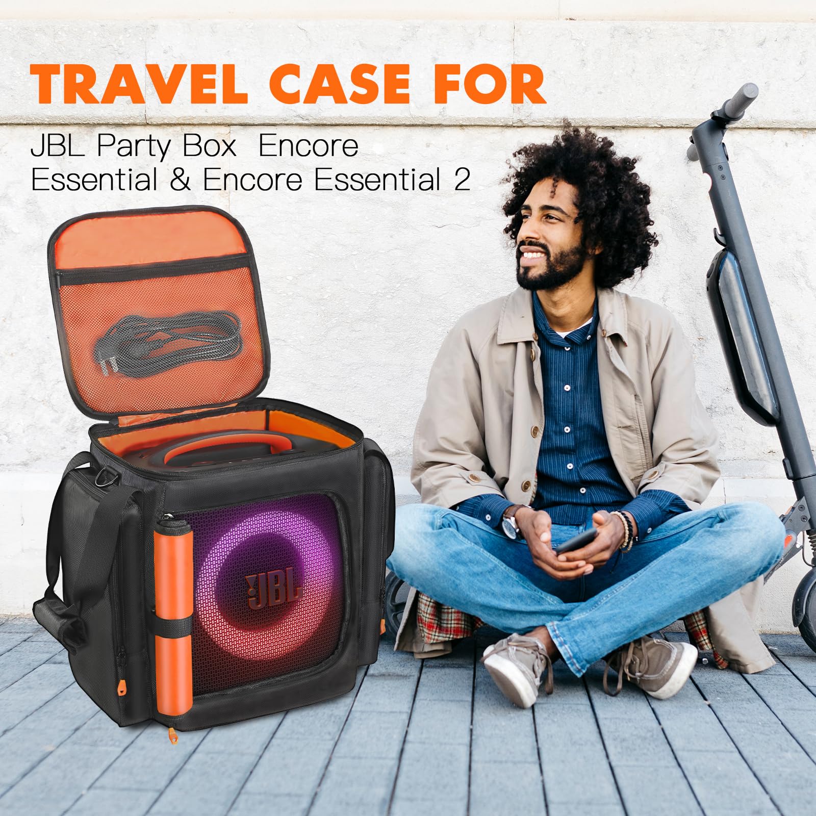 Speaker Travel Tote Bag Compatible with JBL Partybox Encore Essential/Essential 2, Carrying Case with Side Pockets for Portable Speaker and Accessories - Image 2