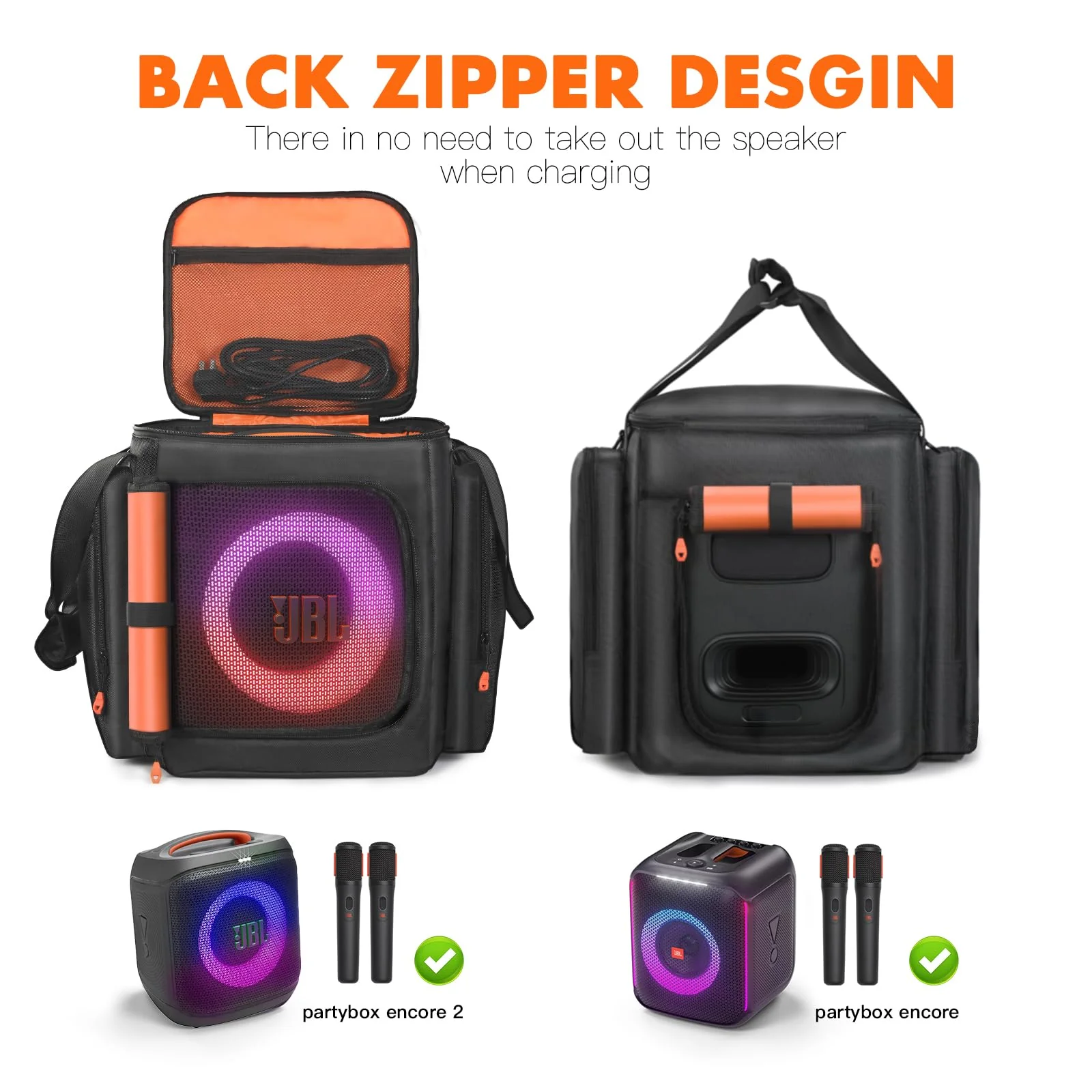 Speaker Travel Tote Bag Compatible with JBL Partybox Encore Essential/Essential 2, Carrying Case with Side Pockets for Portable Speaker and Accessories - Image 3