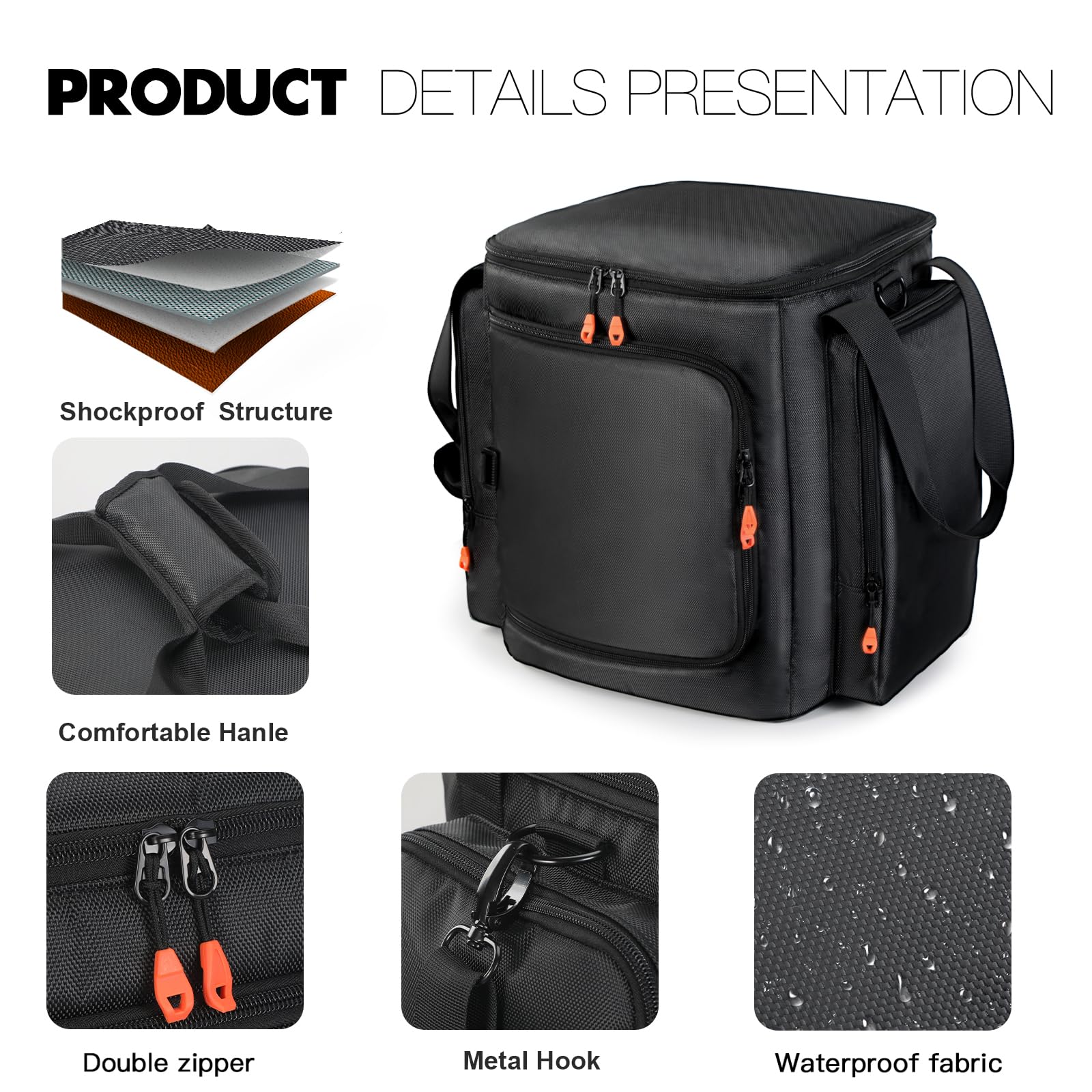 Speaker Travel Tote Bag Compatible with JBL Partybox Encore Essential/Essential 2, Carrying Case with Side Pockets for Portable Speaker and Accessories - Image 5