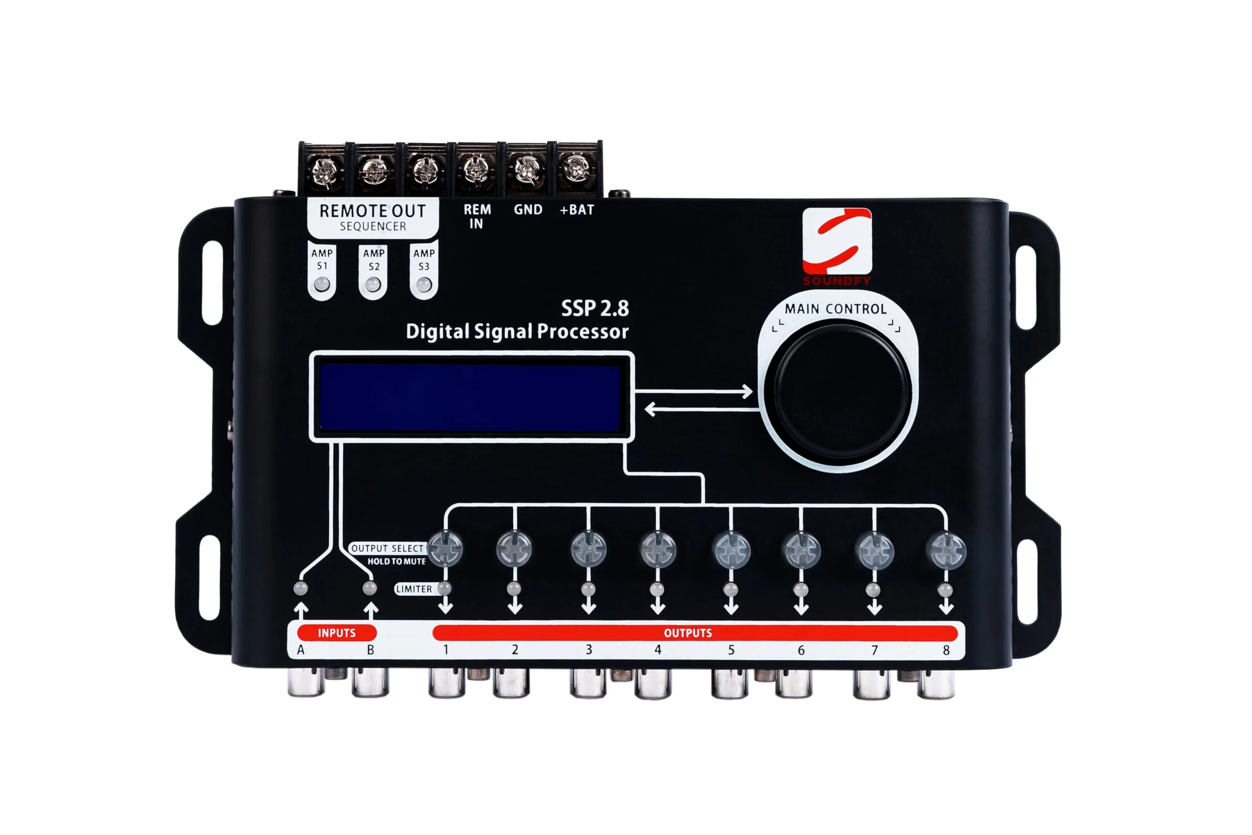 SSP 2.8 Digital Crossover and Equalizer 2 Channel Inputs and 8 Channel Outputs Full Digital Signal Processor DSP Sequencer 15 Band Graphic Equalization 12 Presets