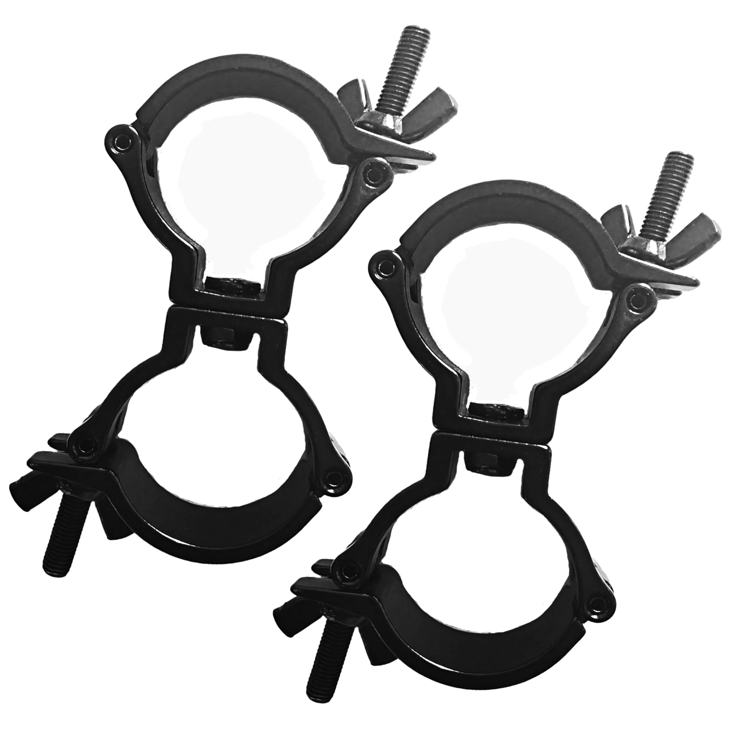 Stage Lights Truss Swivel Coupler Clamp Fit Pipe 1.88-2inch (48-51mm) ， Heavy Duty Aluminum Alloy Truss DJ Stage Light O Clamps for 220lb (2pcs:black) 2pcs:black