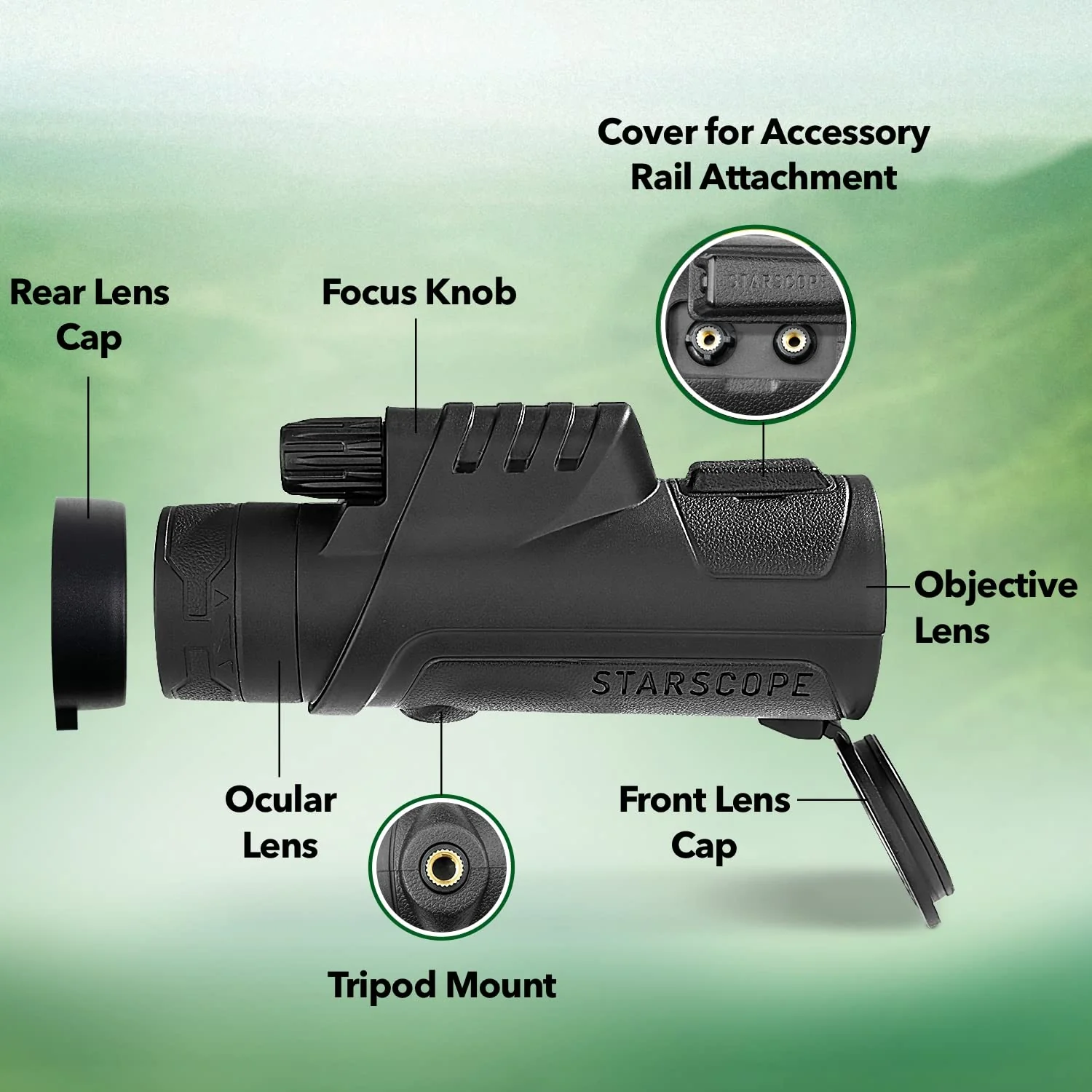 STARSCOPE Monocular G3 - Long-Range 10x42 High Powered Monocular for Bird Watching, Hunting, Sports, and More | Small Monocular for Adults with BAK4 Prism and Wide Field of View Black - Image 2