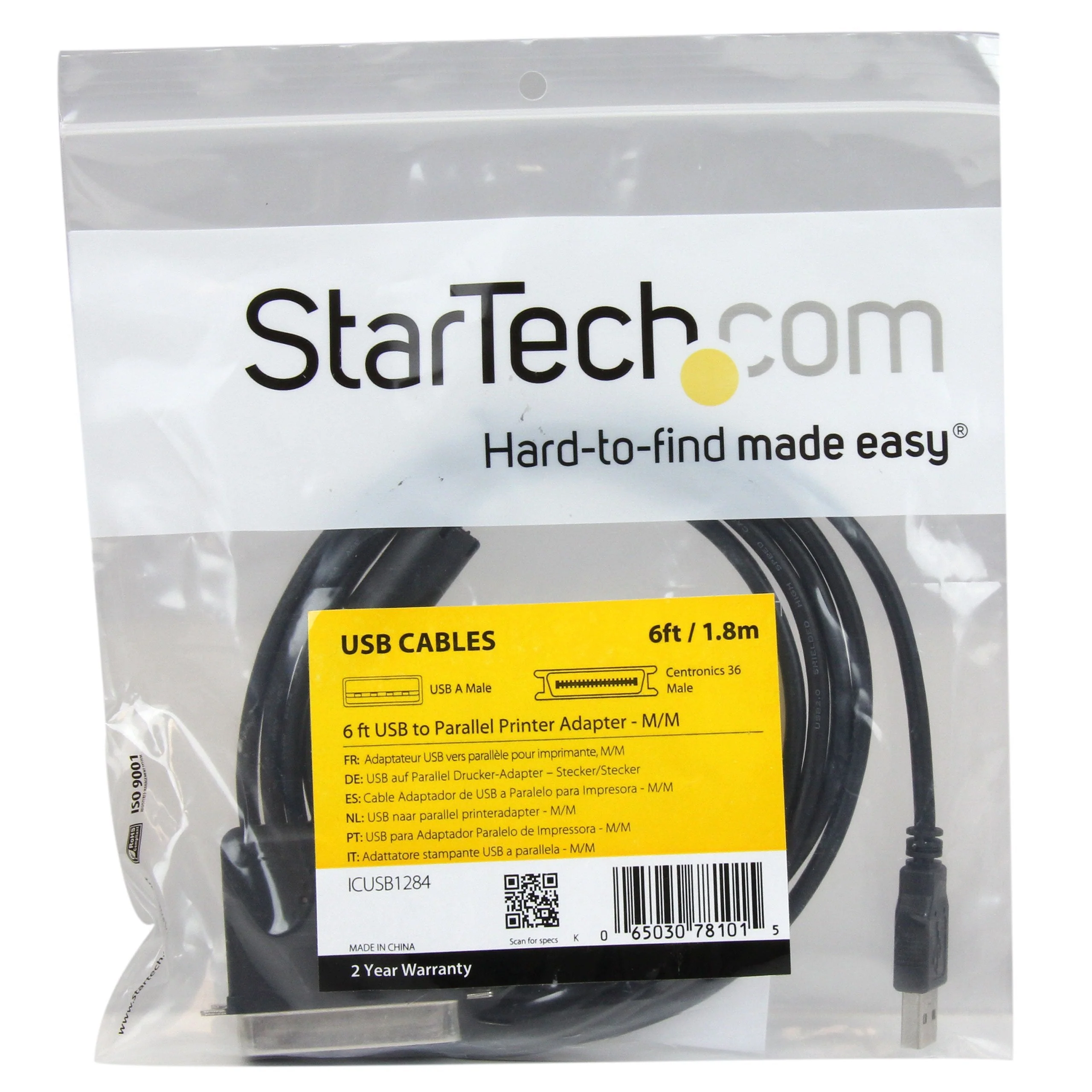 StarTech.com 6 ft. (1.8 m) USB to Parallel Port Adapter - IEEE-1284 - Male/Male - USB to Centronics Cable (ICUSB1284) 6ft - Image 5