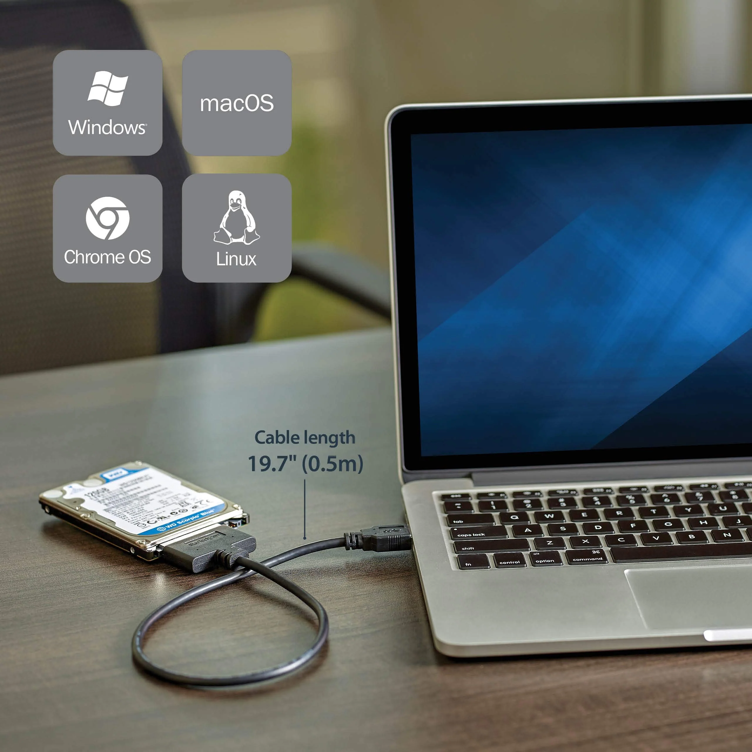 StarTech.com USB 3.1 to 2.5" SATA Hard Drive Adapter - USB 3.1 Gen 2 10Gbps with UASP External HDD/SSD Storage Converter (USB312SAT3CB) USB 3.1 | 2.5" - Image 3