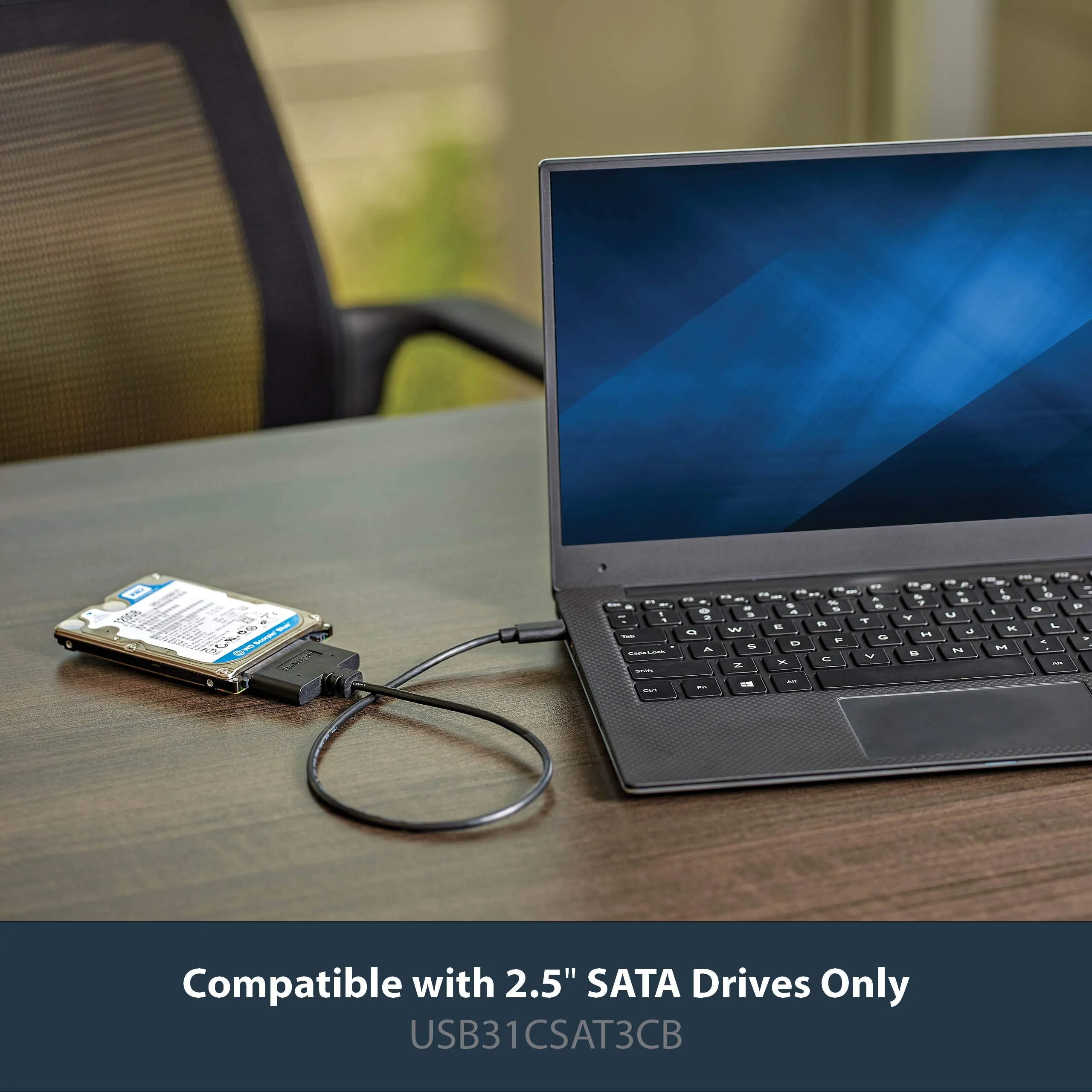 StarTech.com USB C to SATA Adapter - External Hard Drive Connector for 2.5'' SATA Drives - SATA SSD / HDD to USB C Cable (USB31CSAT3CB) Black USB C | 2.5" - Image 2