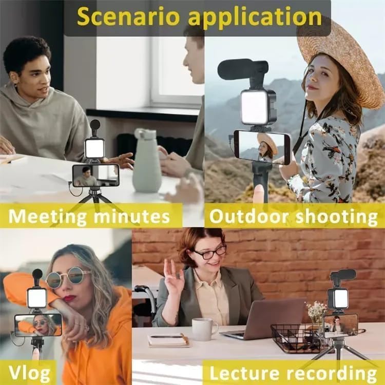 Starter Vlogging Kit for iPhone, Android with 10" Tripod, 36 LED Light, Phone Holder Mount and Mini Shotgun Microphone for Live Stream, Video Calls, Vlogging, YouTube, Instagram TikTok 1) Starter Kit - Image 5