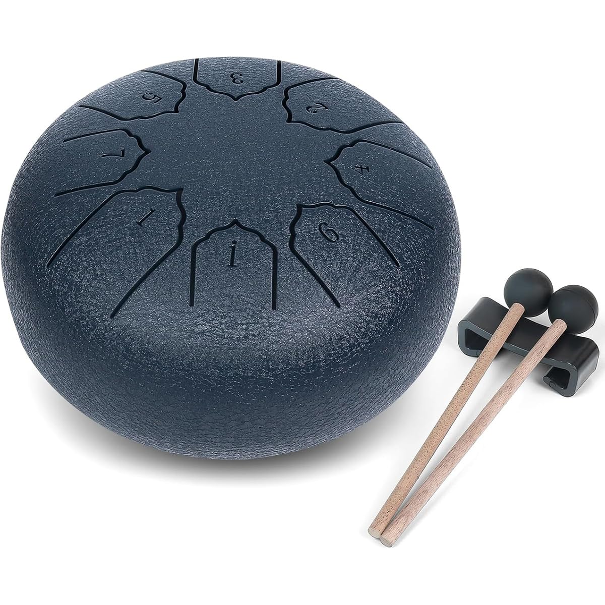 Steel Tongue Drum 6 Inch 8 Notes Hand Drums, Bag, Music Book, Drumsticks, Mallet Holder and Finger Paddles, Musical Education Entertainment Camping Yoga Meditation Zen Gifts (Navy Blue) 8 Notes 6 Inches Navy blue