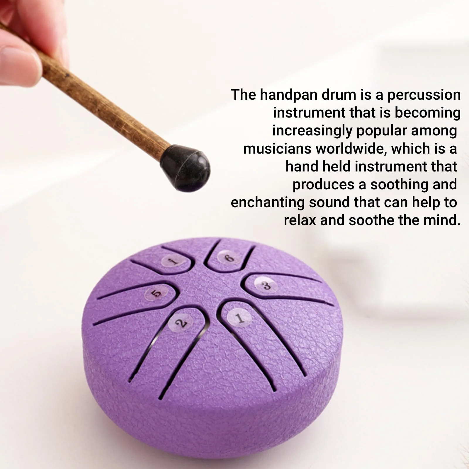 Steel Tongue Drum Mini Handpan Drum with Drumstick 6 Note Percussion Instrument for Beginners and Experienced Musicians Alike () Purple - Image 4