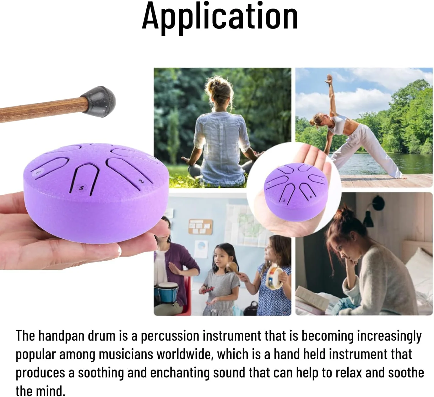 Steel Tongue Drum Mini Handpan Drum with Drumstick 6 Note Percussion Instrument for Beginners and Experienced Musicians Alike () Purple - Image 7