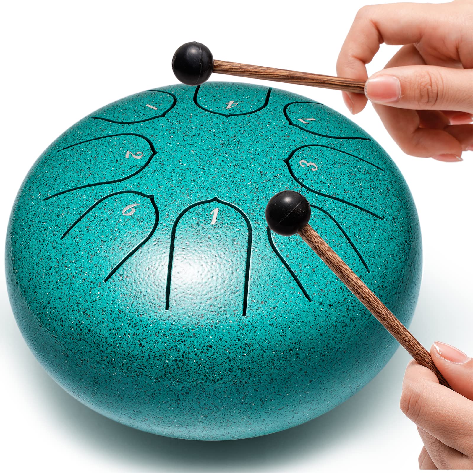 Steel Tongue Drum Percussion, 6 Inch 8 Notes Musical Instruments, Music Gifts for Family Friends (Malachite) Malachite - Image 2