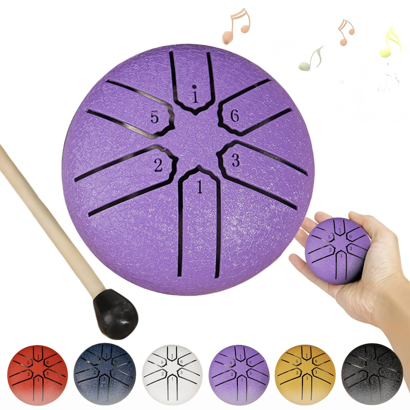 Steel Tongue Drum Rain Chime, Rain Drum for Outside, Rain Drum Instrument for Outside, Steel Tongue Drum Rain Chime Waterproof, Steel Tongue Drum 3 Inches 6 Notes, Mini Handpan Drum (Purple) Purple
