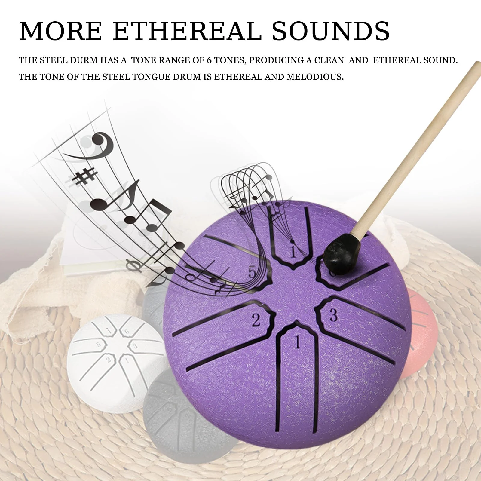 Steel Tongue Drum Rain Chime, Rain Drum for Outside, Rain Drum Instrument for Outside, Steel Tongue Drum Rain Chime Waterproof, Steel Tongue Drum 3 Inches 6 Notes, Mini Handpan Drum (Purple) Purple - Image 2